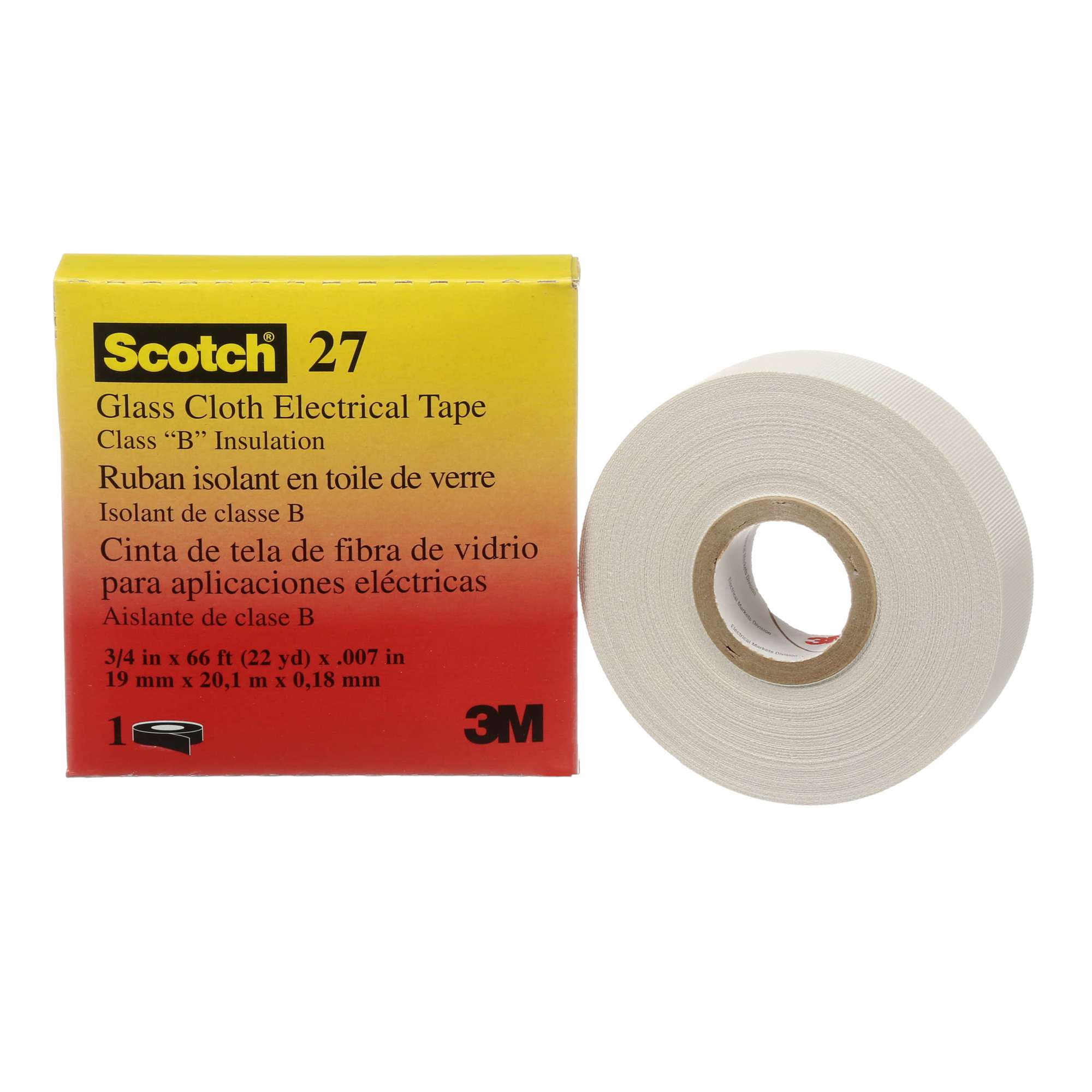 3M Scotch 27 Glasfasergewebeband, 20 m x 19 mm, weiss