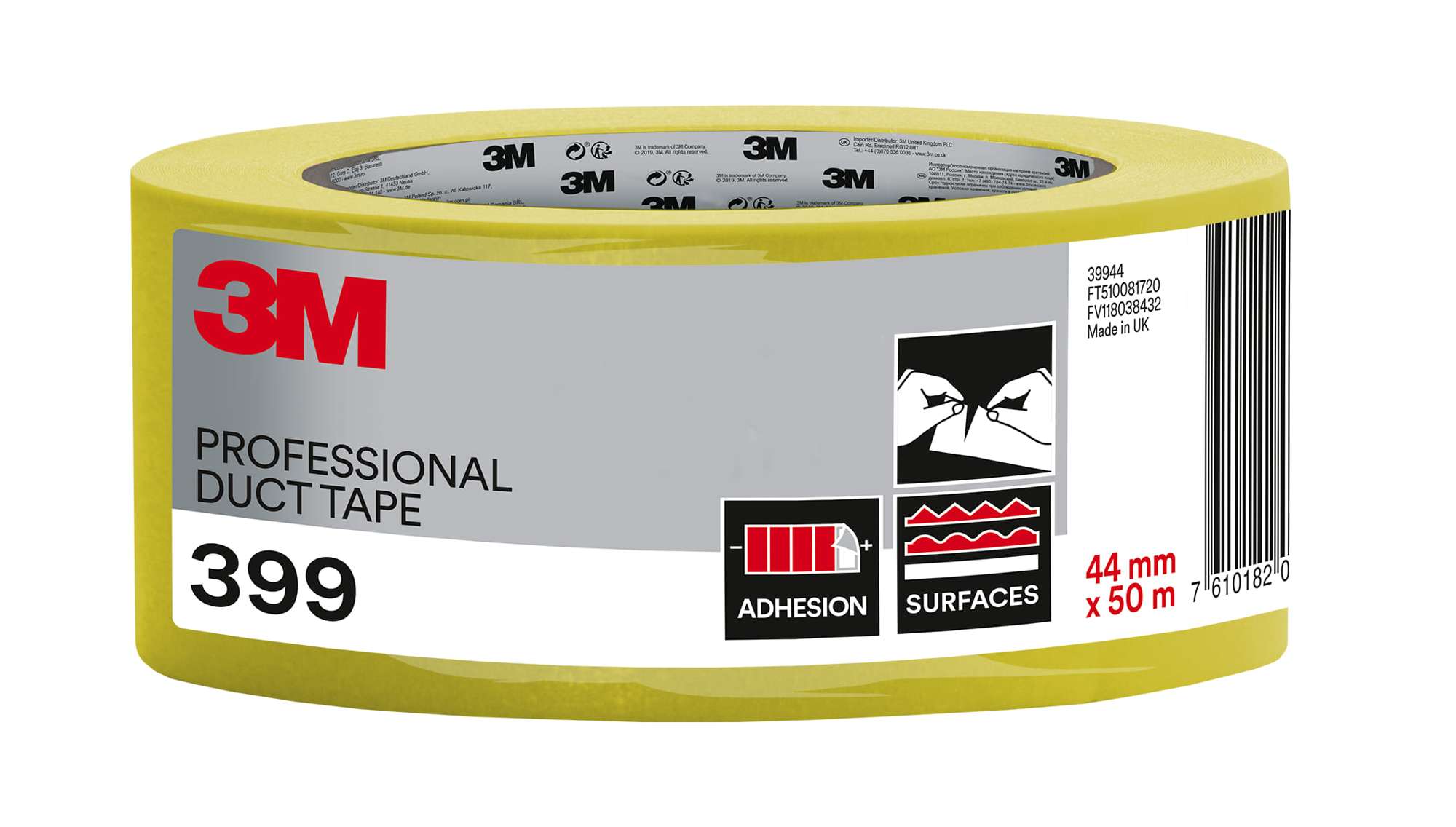 3M 399 Betongewebeband, 50 m x 44 mm, gelb