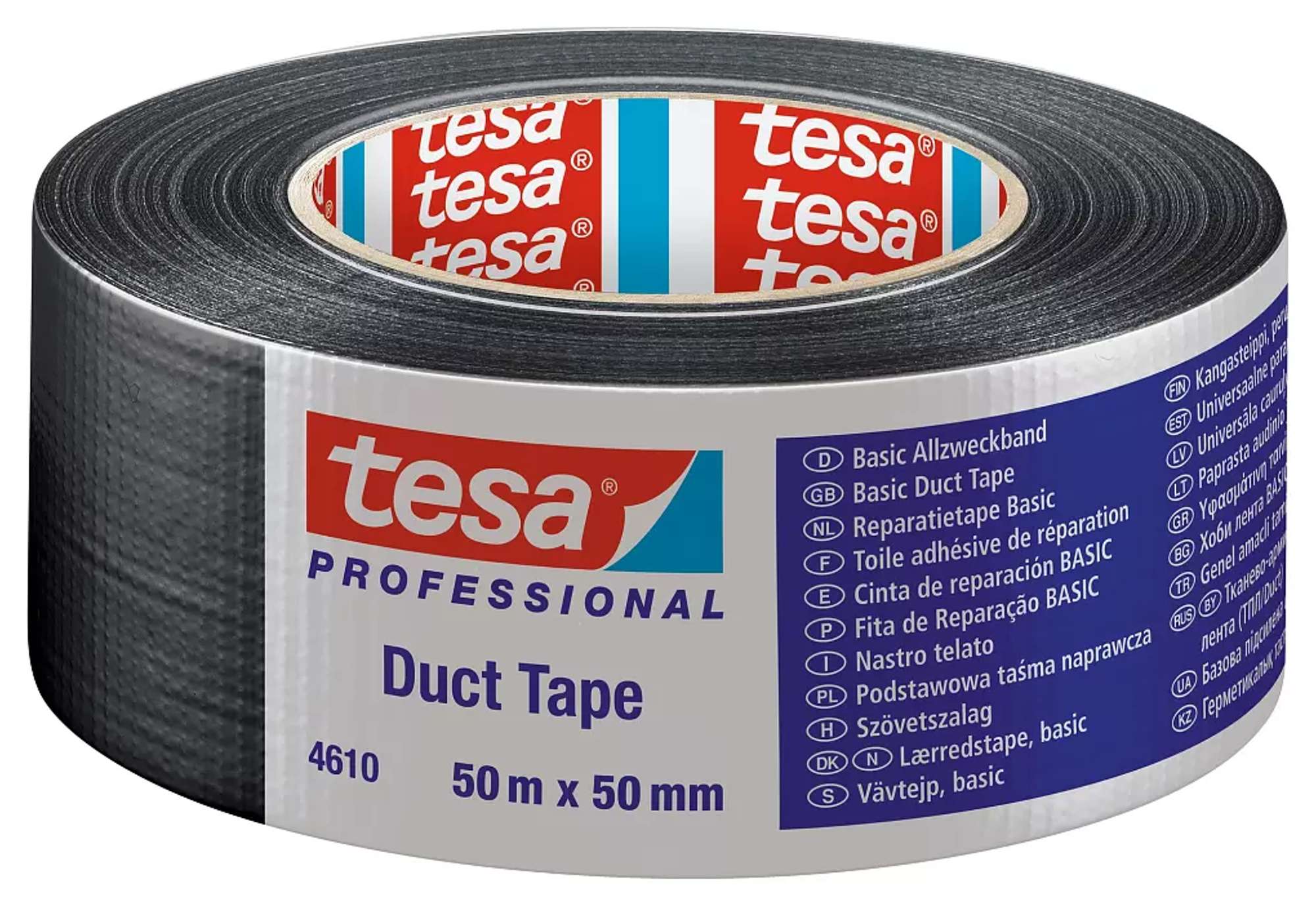 tesaband 4610 Professional Laminiertes Gewebeband, 50 m x 50 mm, schwarz