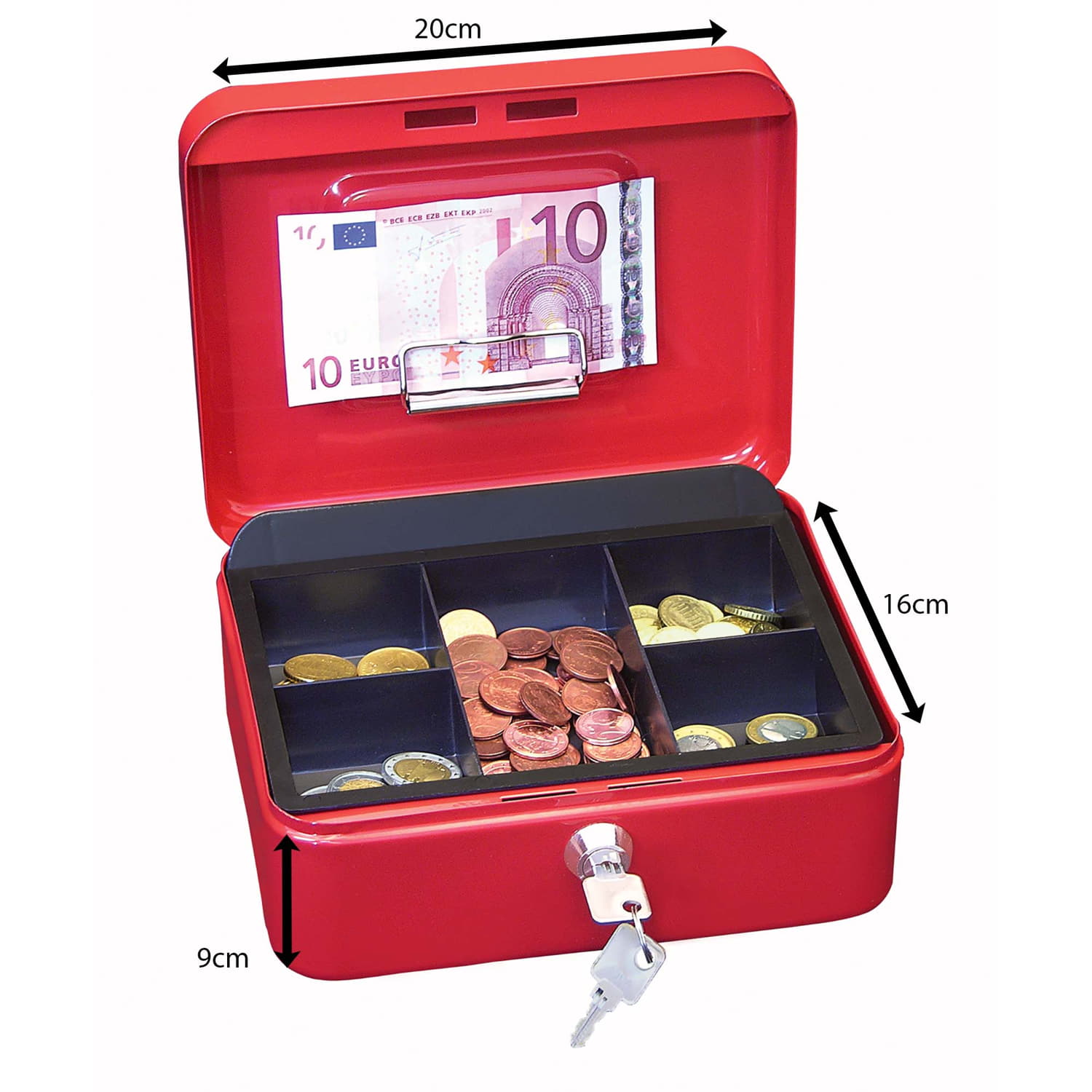 WEDO Geldkassette Gr.2 ro, 20,0x16,0x9,0cm mit Clip