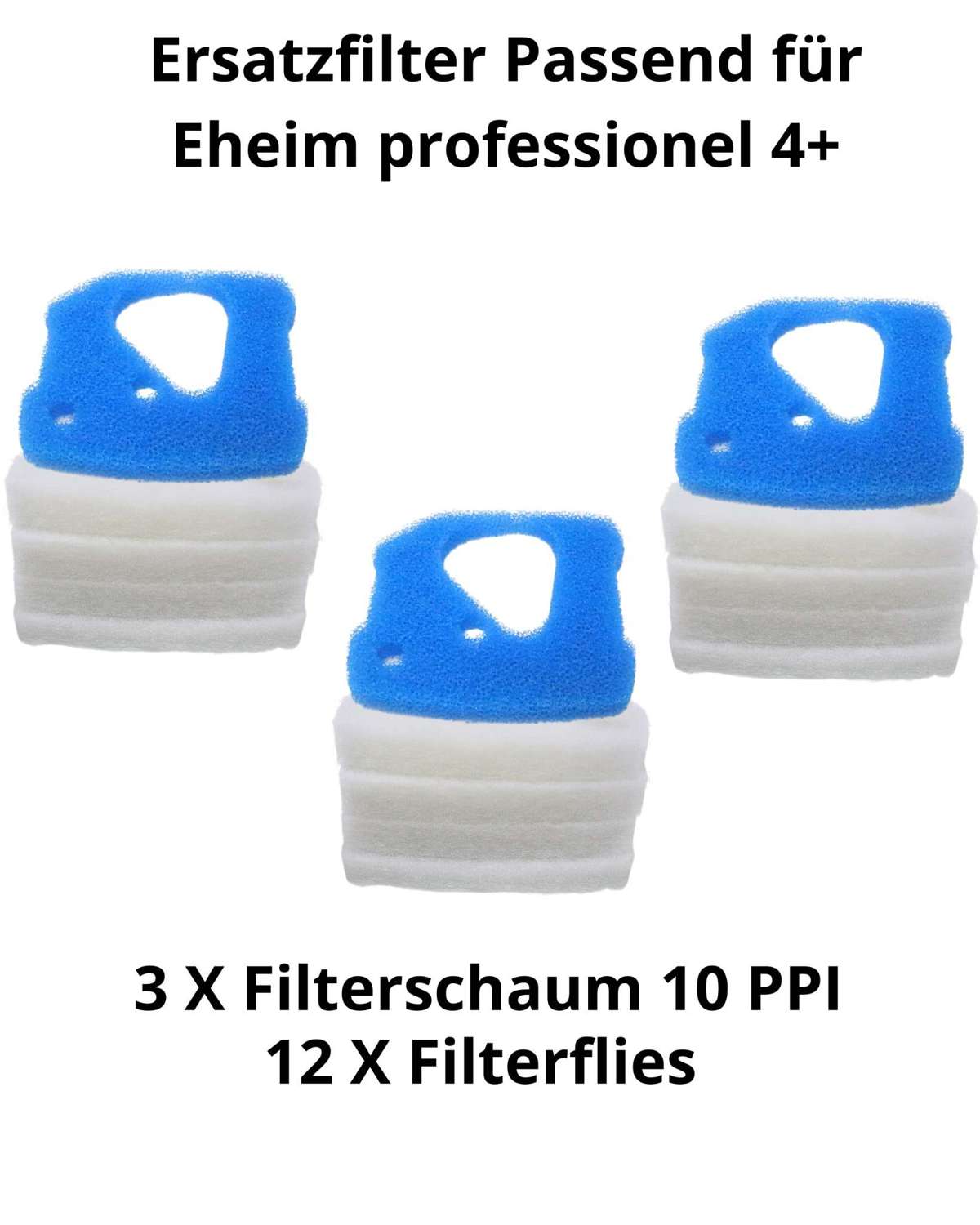 gws Ersatzfilterset für Eheim 4+ Aquarium Außenfilter Inhalt: 12 x Filtervlies + 3 x Stanzteil Blau 10 PPI