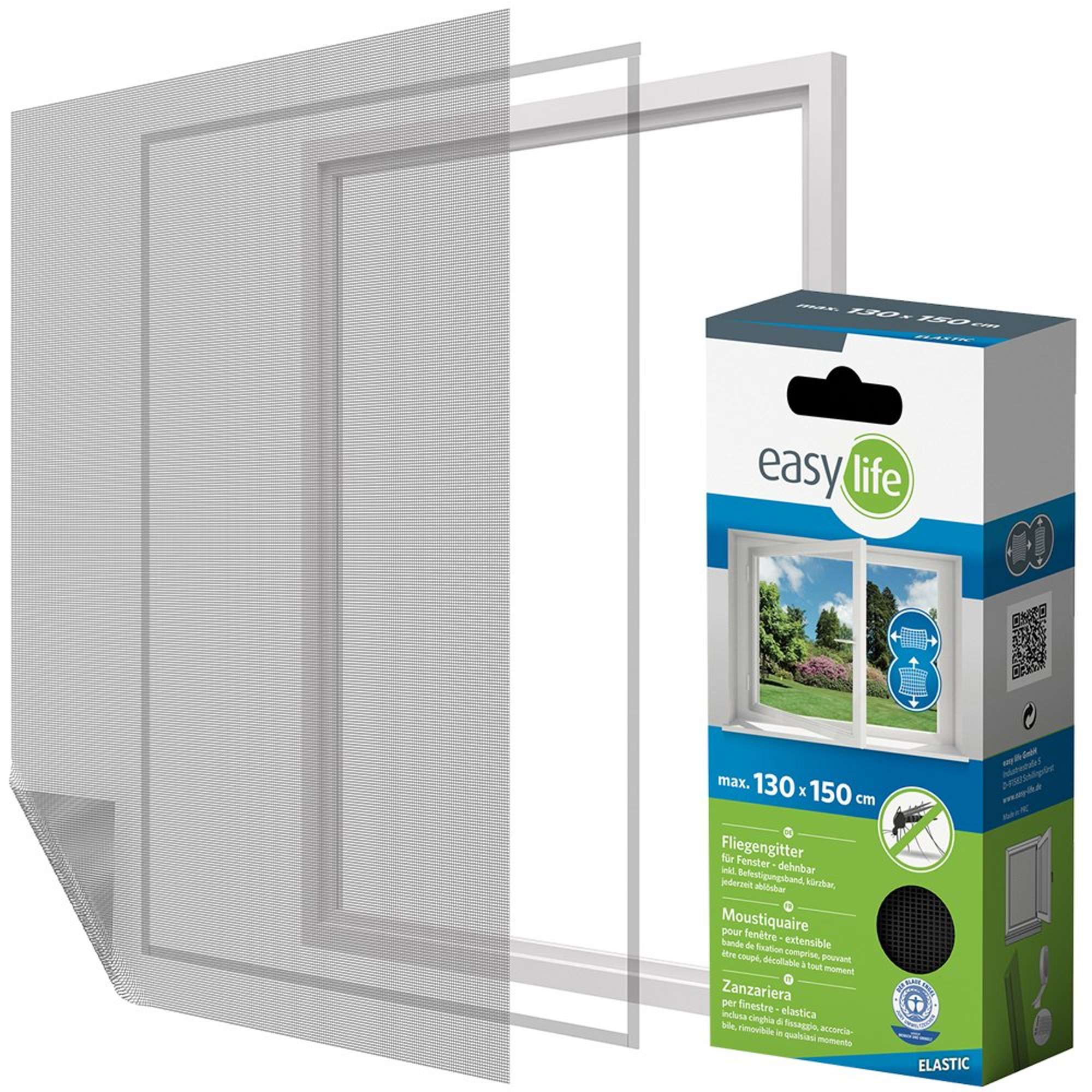 1421-000 IS-Gitter-Elastic-Fenster 130 x 150 cm anthrazit mit Klettband