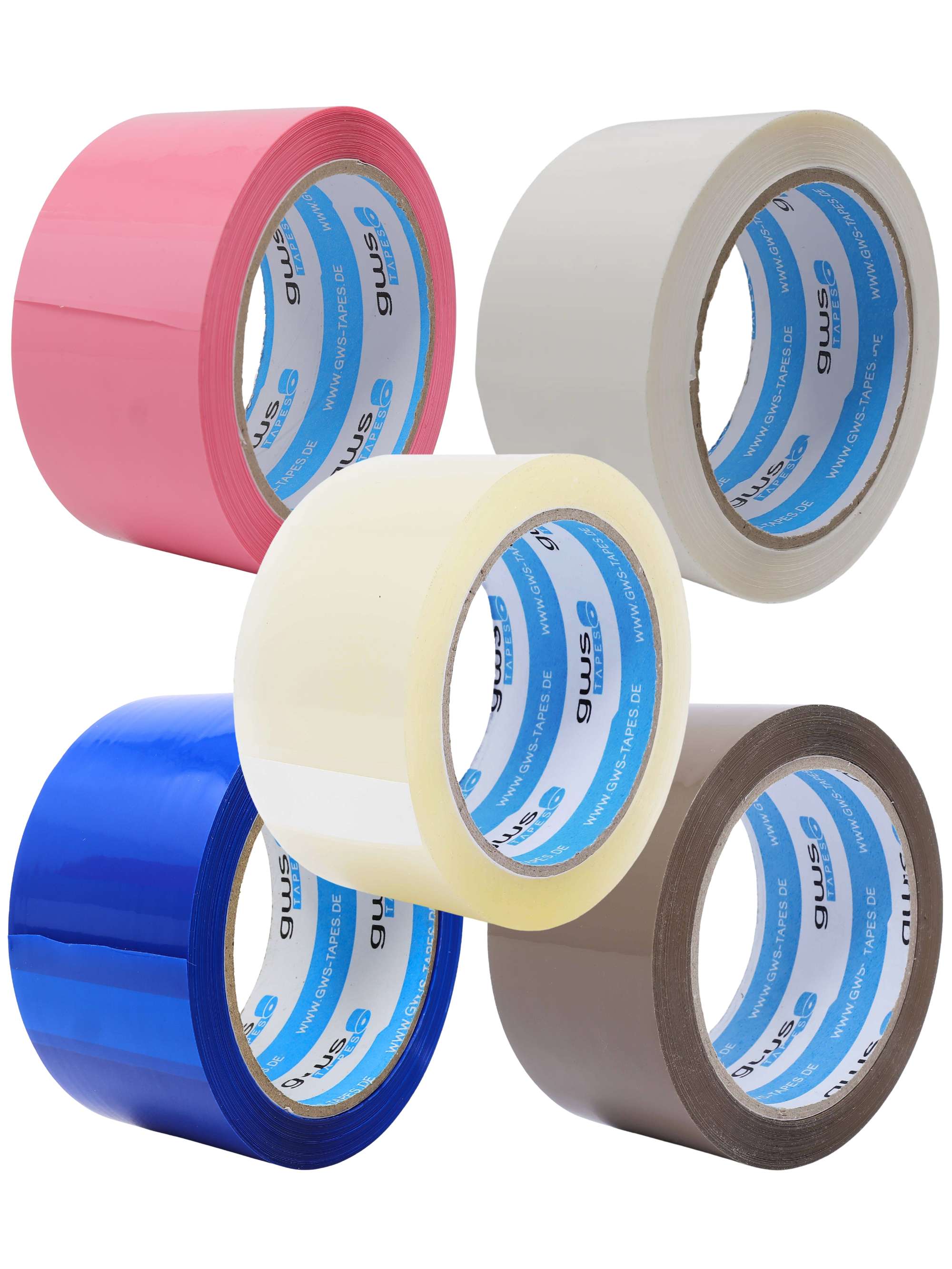 42820-SET-055 gws Verpackungsklebeband-Set mit Abroller, 6 x 66 m x 50 mm, Farb-Set