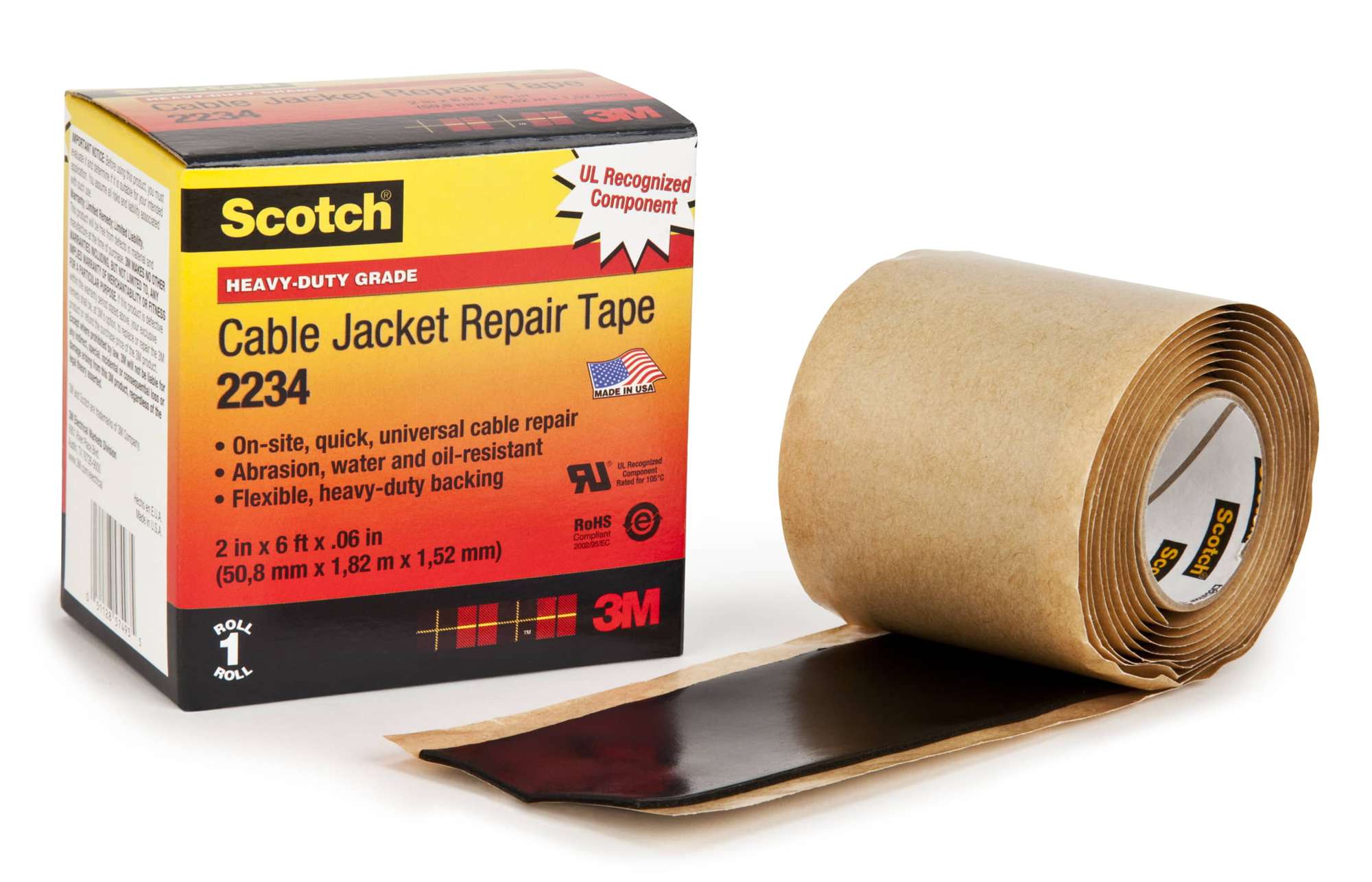 Scotch Kabelmantelreparaturband 2235, 1.82 m x 50.8 mm, schwarz