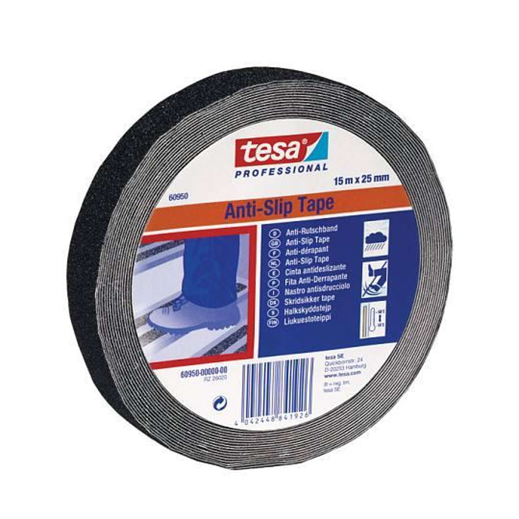 60950-000 tesa Anti-Rutschband, 15 m x 25 mm, schwarz