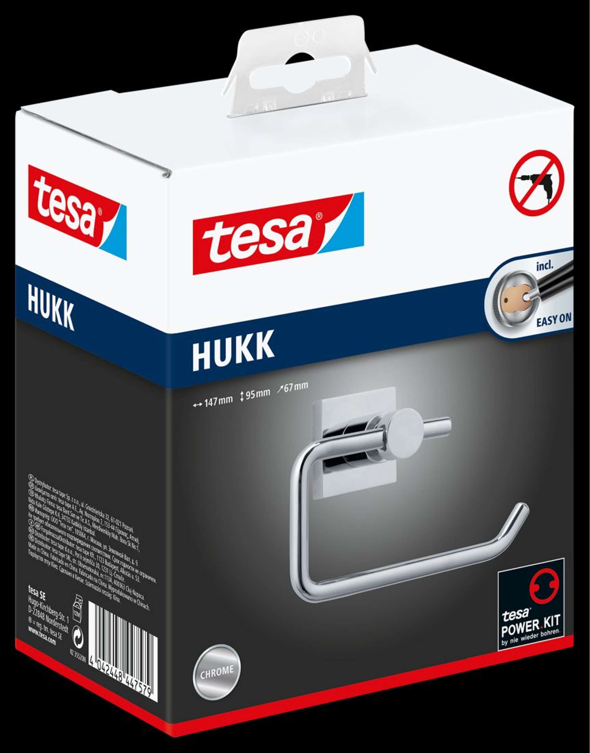 40246-000 tesa hukk Toilettenpapierrollenhalter, verchromt, Klebeloesung