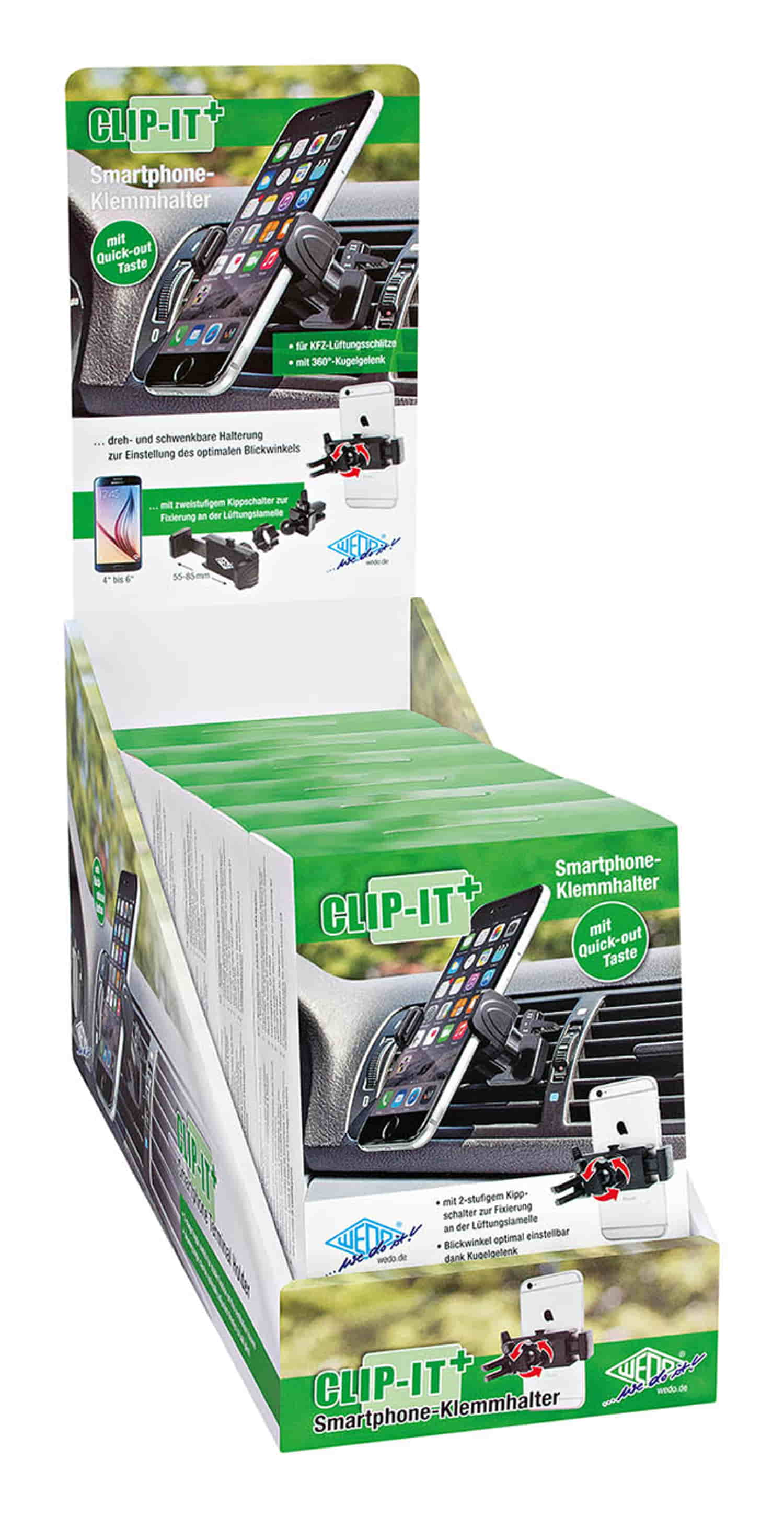 WEDO Smartphone Halter Clip-it+ sw, für KFZ mit Klemmhalter