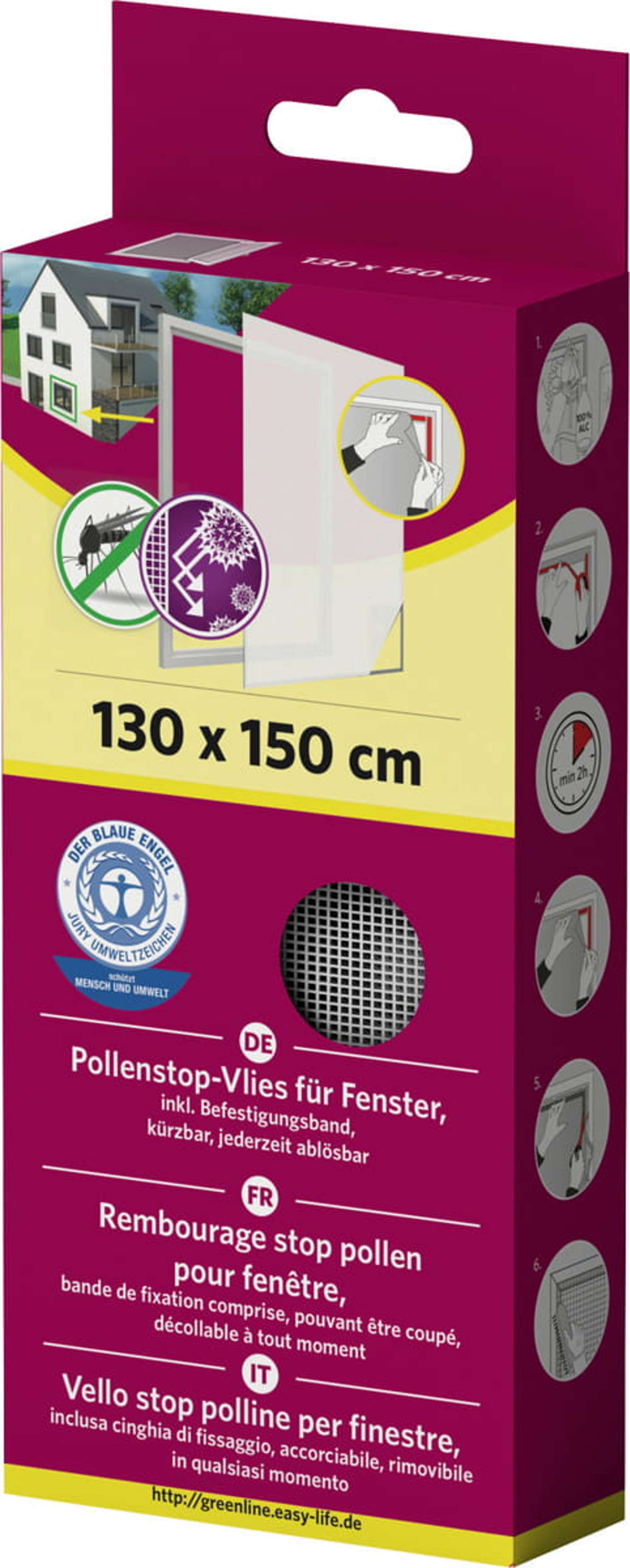 1601-000 IS-Pollenschutz-A-Vlies Fenster 130 x 150 cm weiss mit Klettband