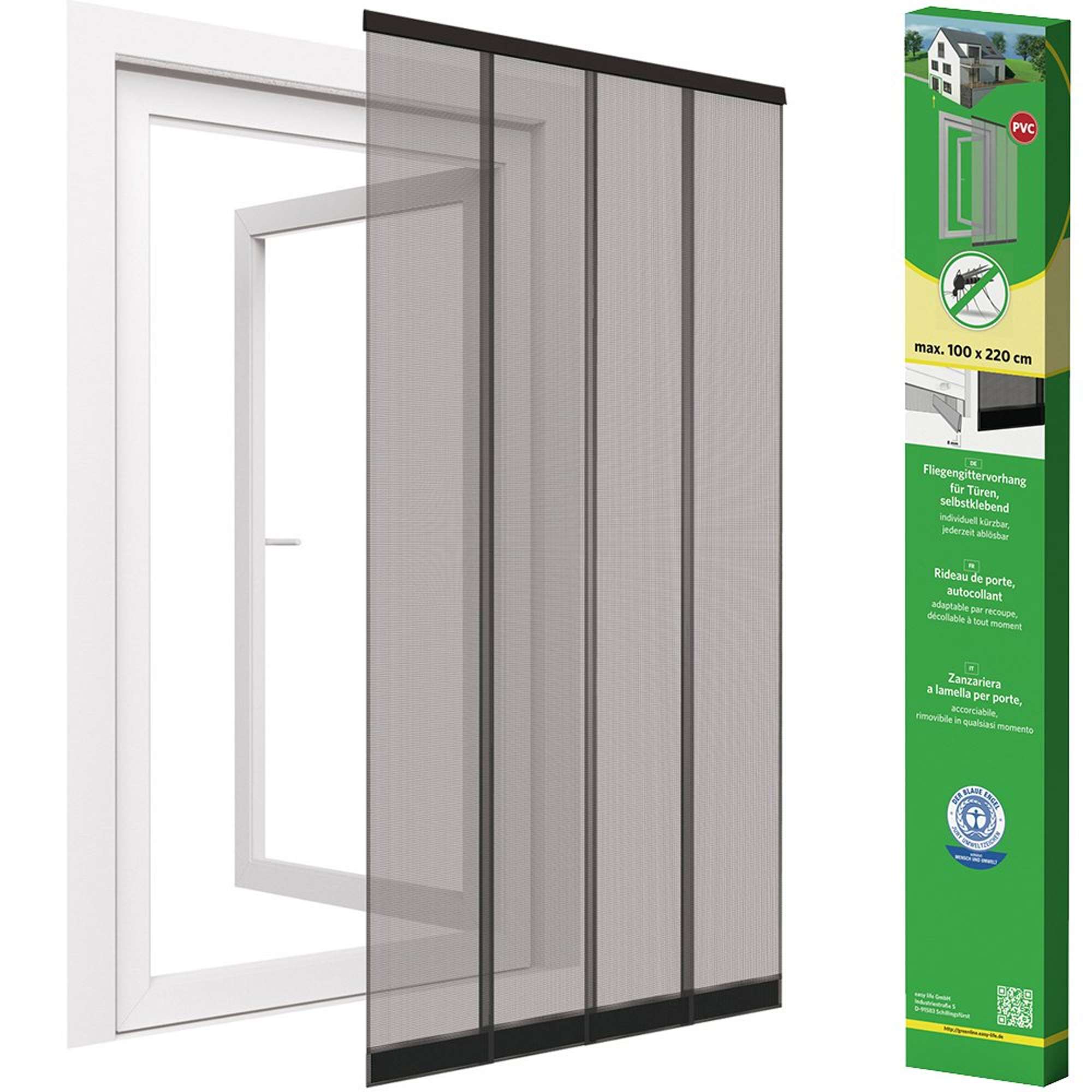 1111-000 IS-A-PVC-Lamellenvorhang Polyester 100 x 220 cm anthrazit, Klemmleiste 2-tlg.