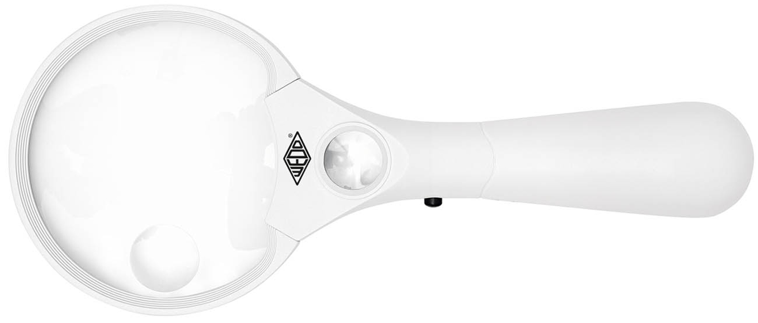 WEDO Lupe rund beleuchtet LED, 90mm incl. Batt. 3-fach ws.sw.