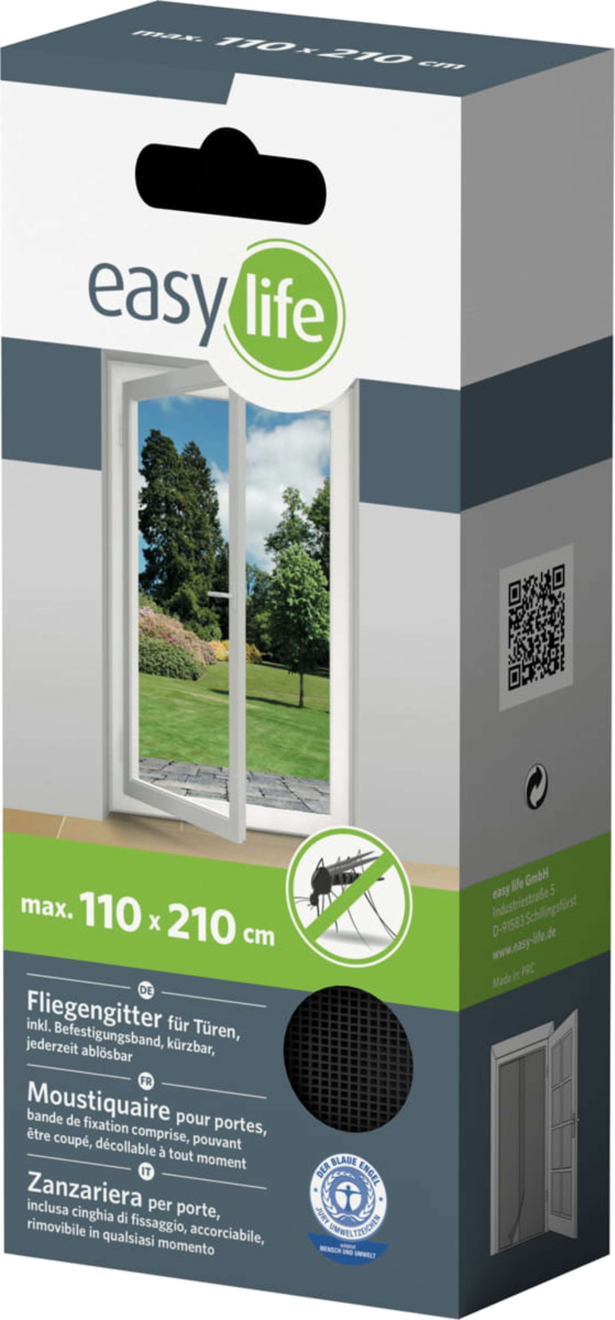 1301-000 IS-Gitter-Tuer 110 x 210 cm anthrazit mit Klettband