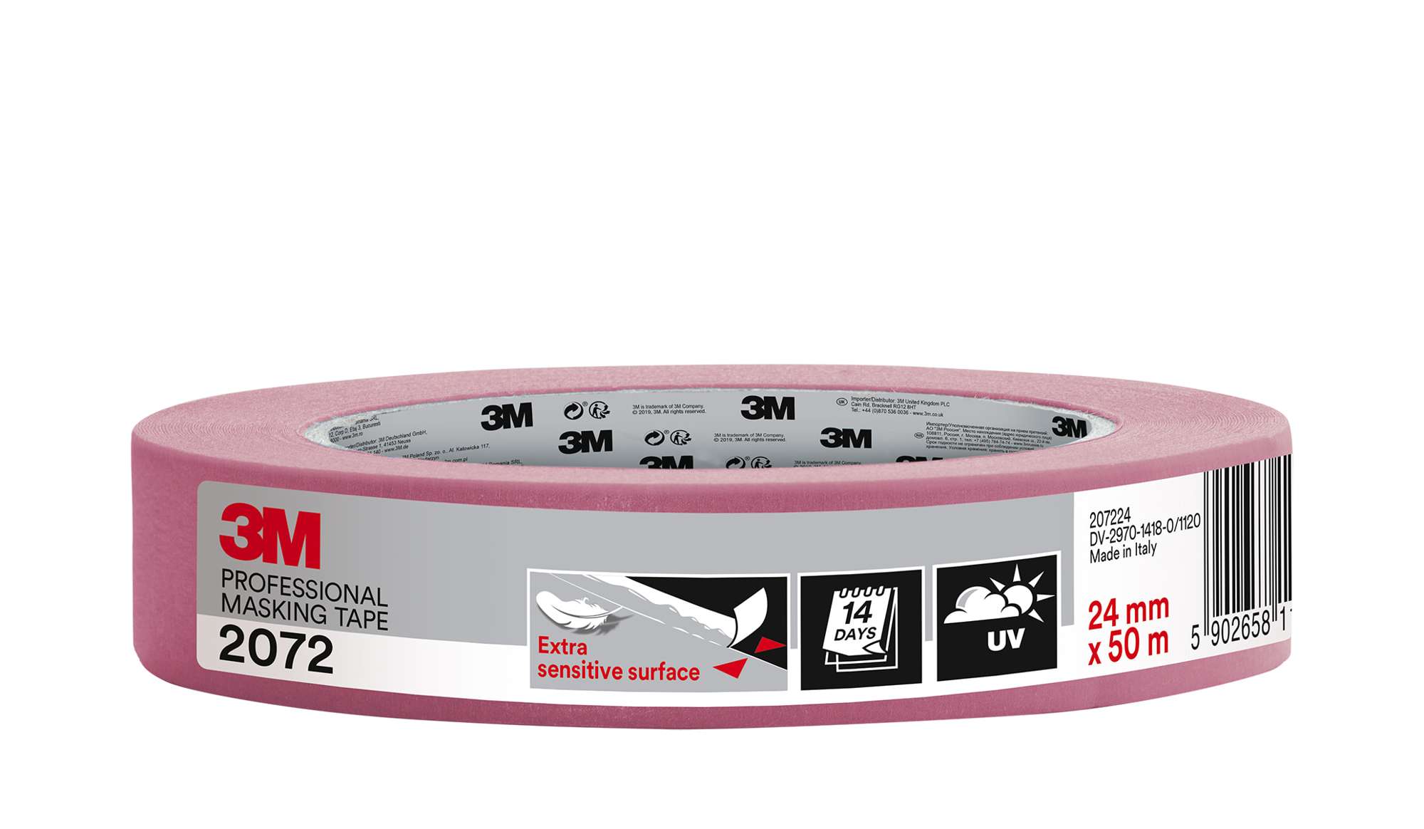 3M 2072 Malerabdeckband fuer empfindliche Oberflaechen, 50 m x 24 mm, pink