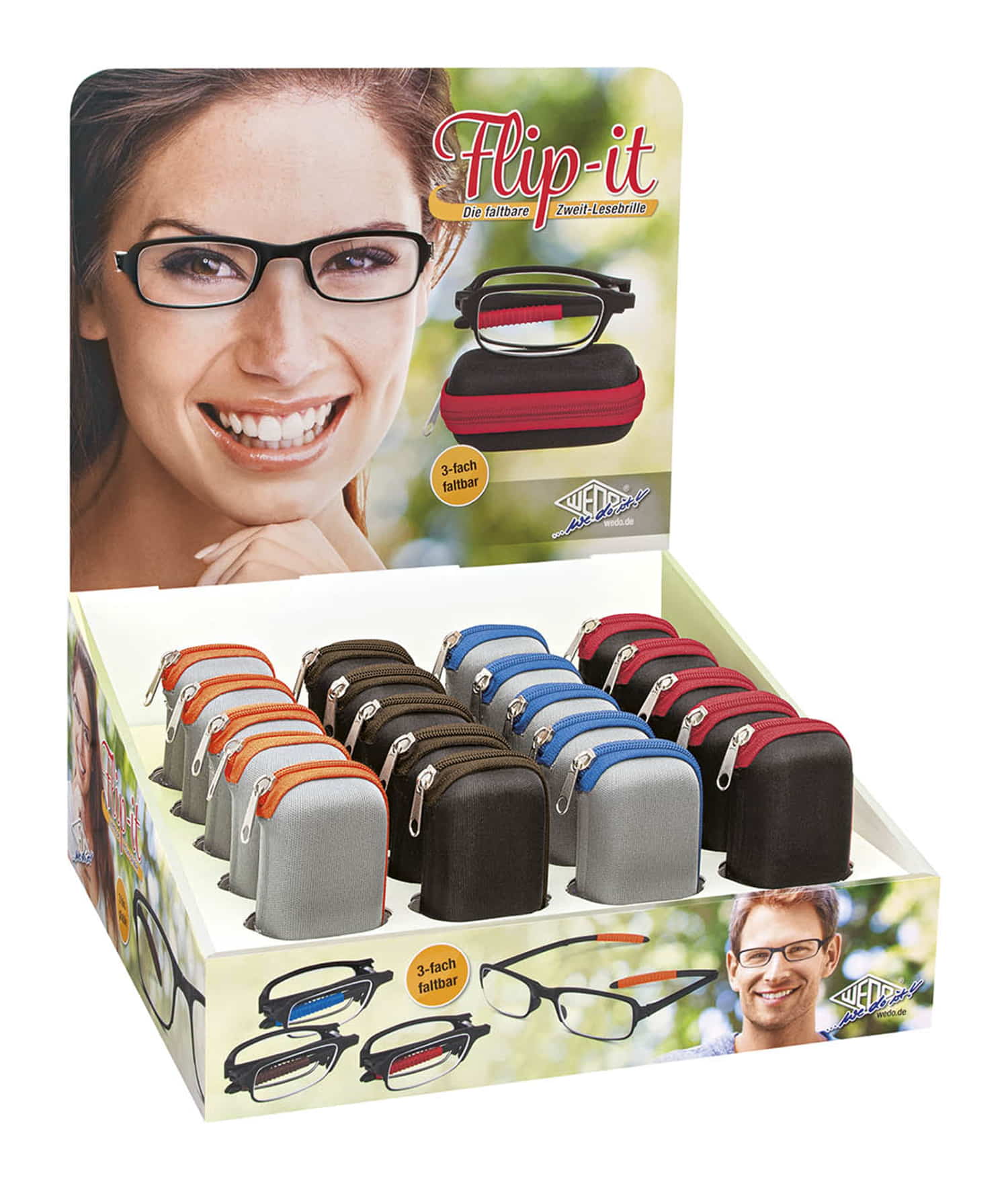 WEDO Lese-Klappbrille Flip-It, 20er Display f.sortiert