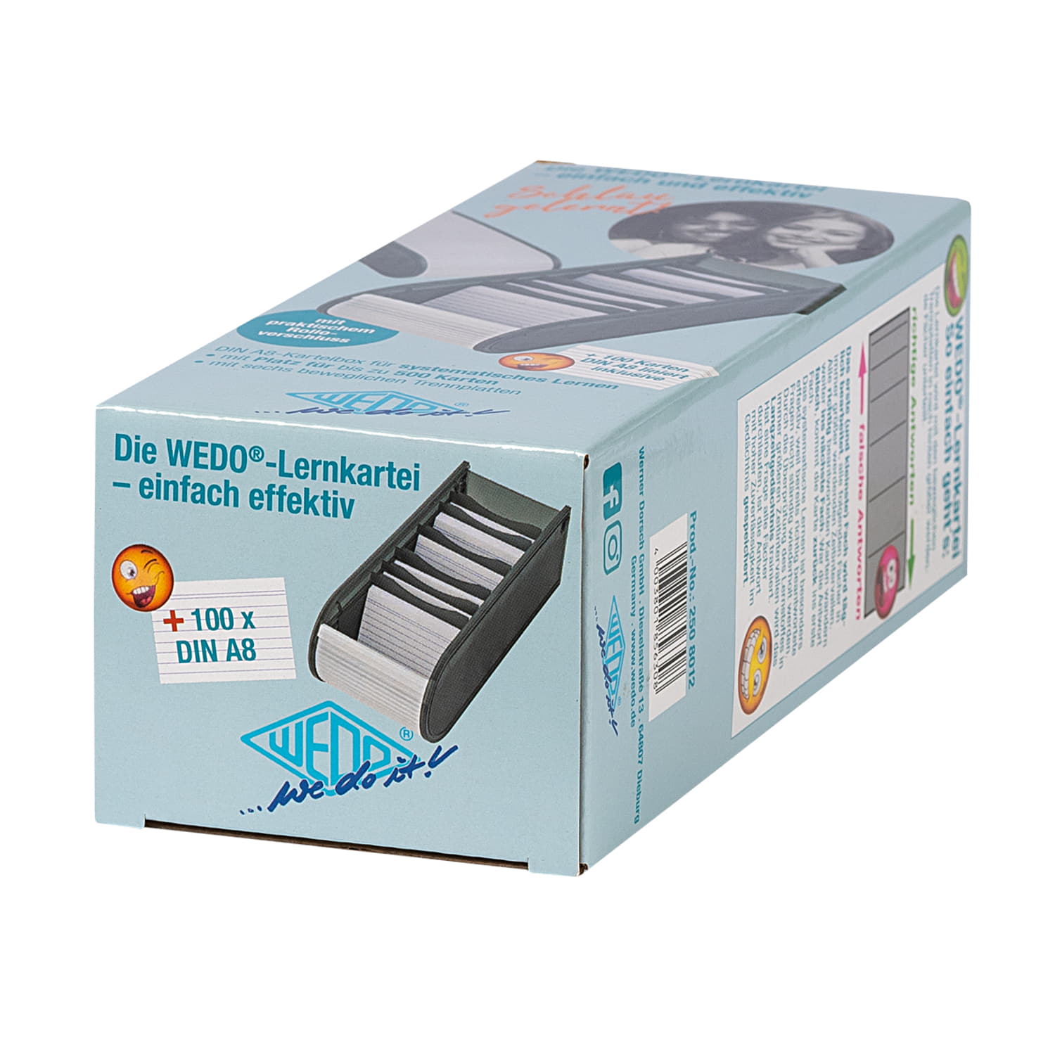 WEDO Karteibox A8 500 gefüllt grau, Lernkartei