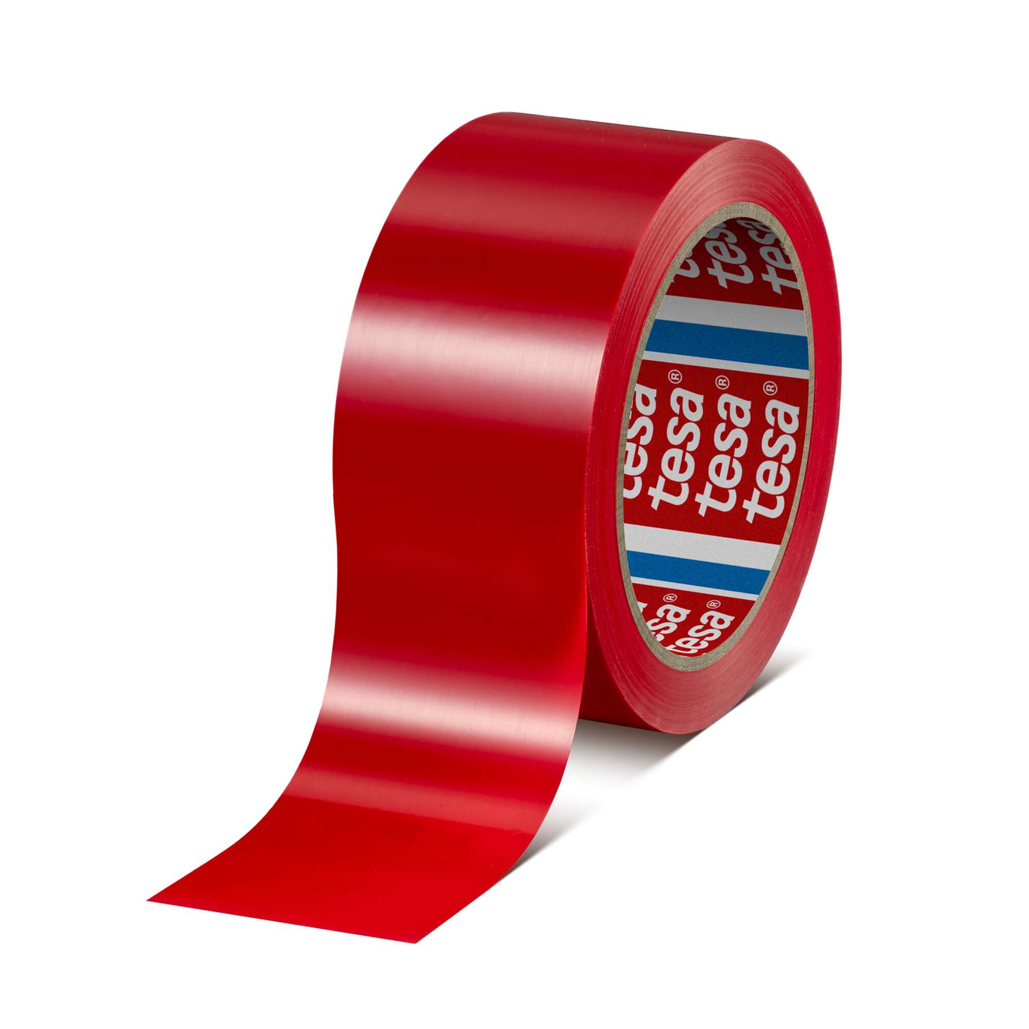 tesa 60428 Premium PVC Abdeck- und Oberflaechenschutzband, 66 m x 50 mm, rot-transparent