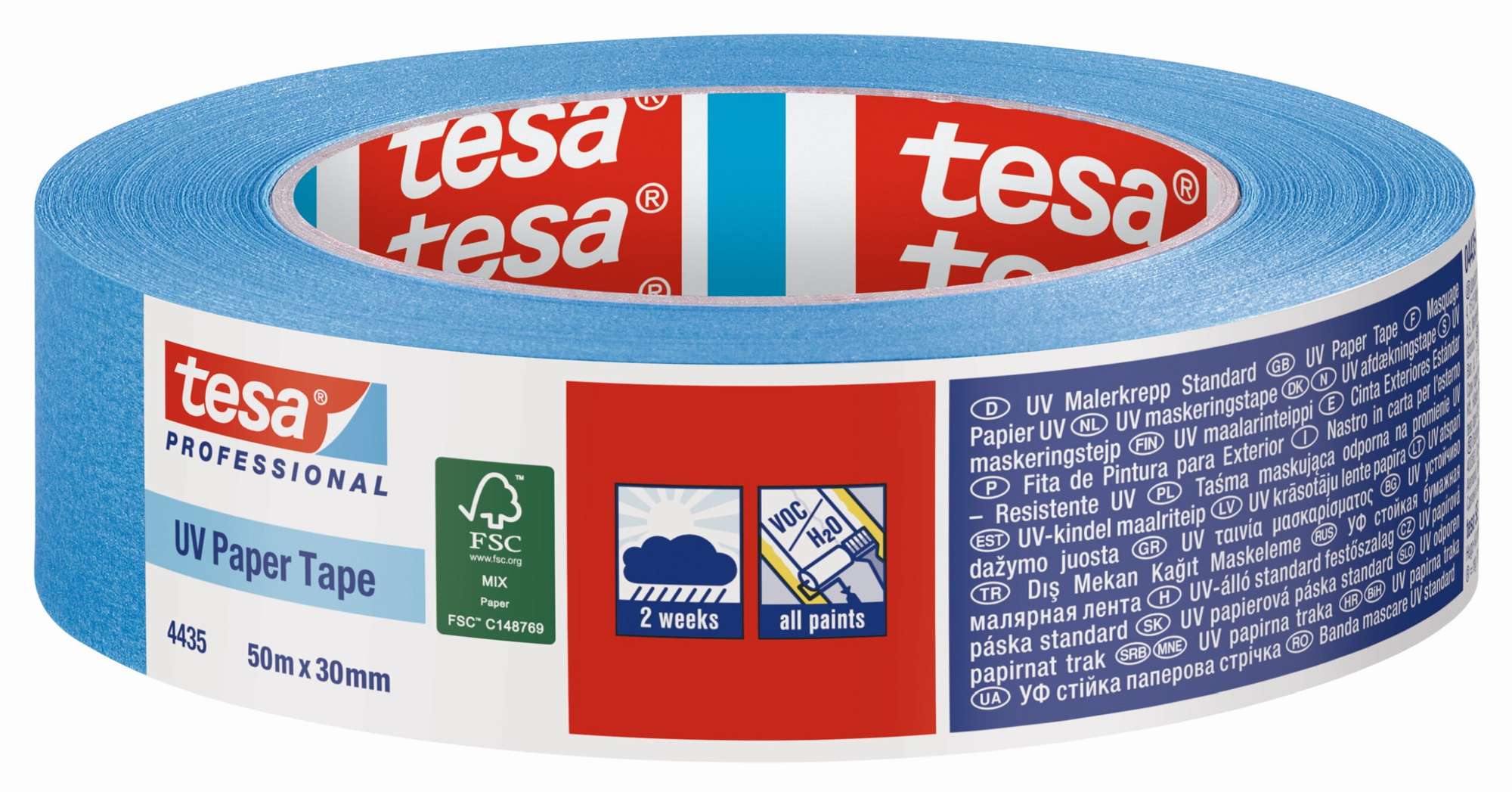 4435-000 tesa 4435 UV Malerkrepp fuer Aussenanwendung, 50 m x 19 mm, blau
