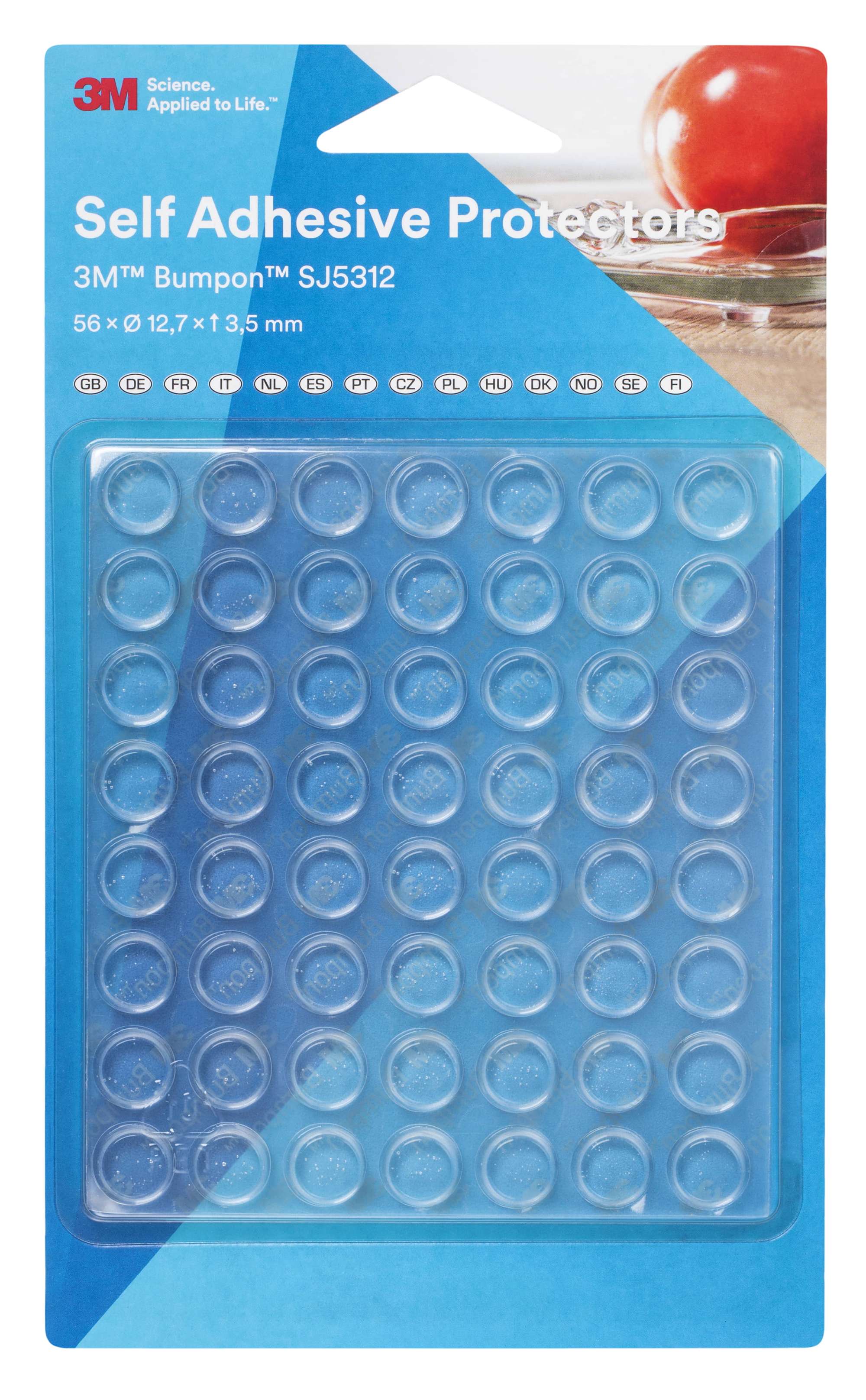 3MSJ5312-000 3M Bumpon SJ5312BL Elastikpuffer Mini-Pack, Transparent, 56 Stueck, 12,7 x 3,5 mm, Klebstoff Acrylat A-20