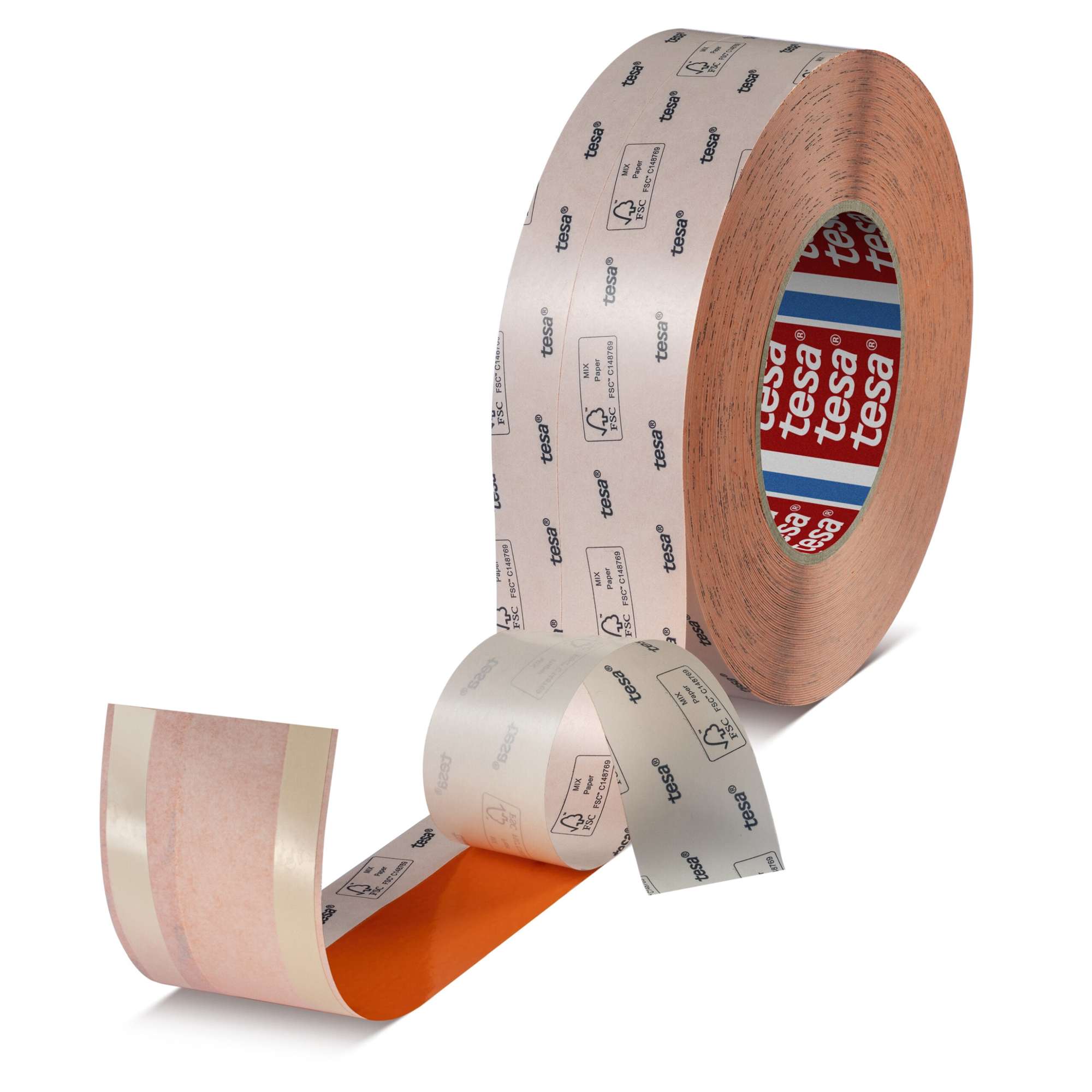 tesa EasySplice 51780 PrintLine-Plus Multifunktionales Klebeband, 50 m x 38 mm, orange