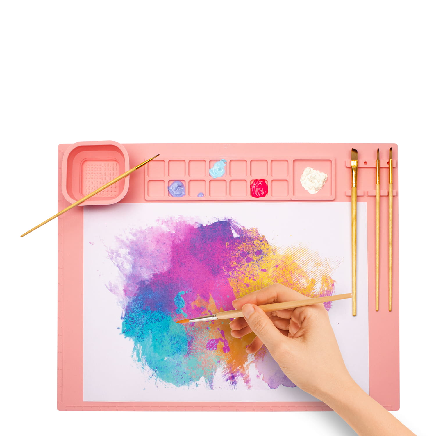 WEDO Malmatte Silikon rosa, mit Becher