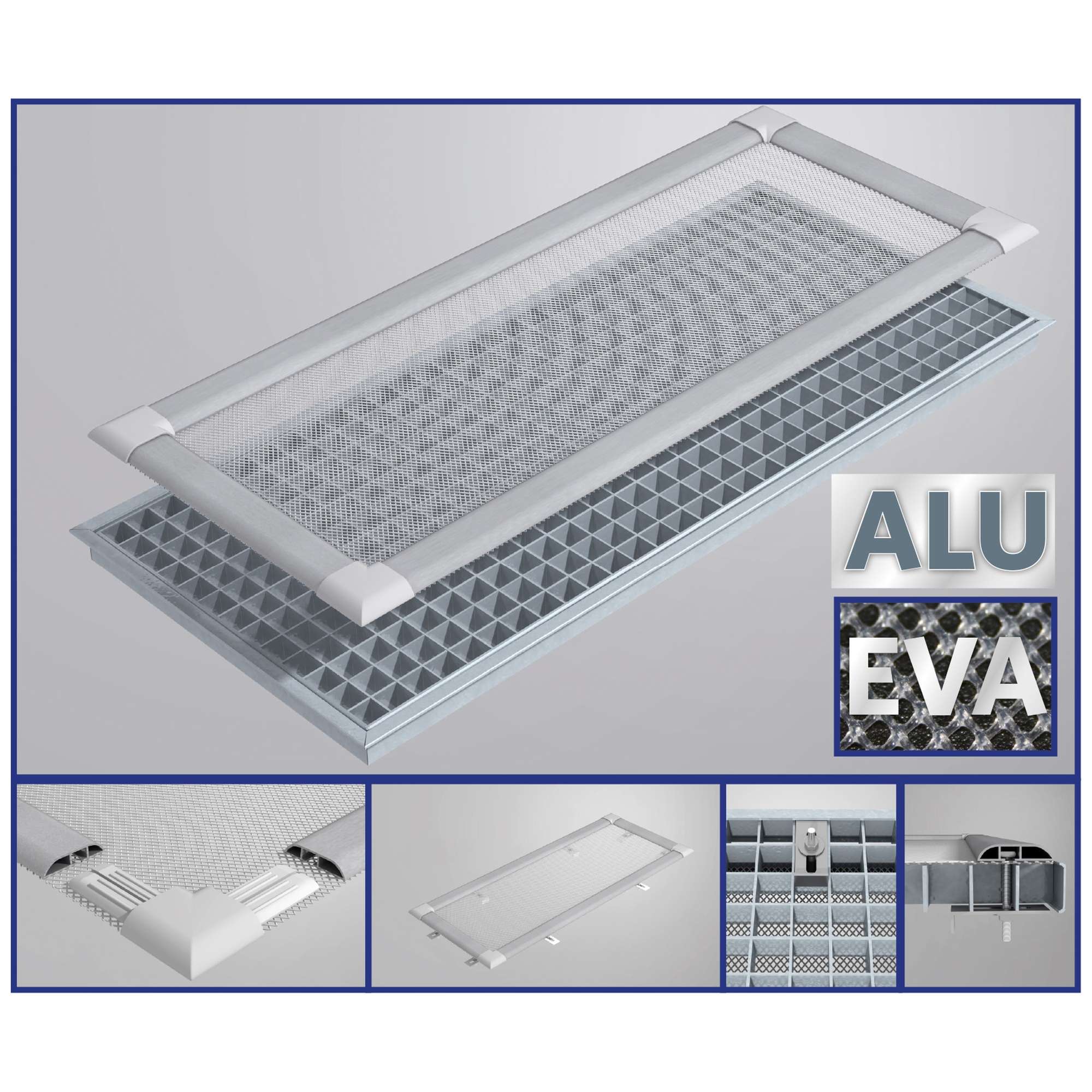 HS-Alu-Rahmen Lichtschacht 60 x 115 cm silber
