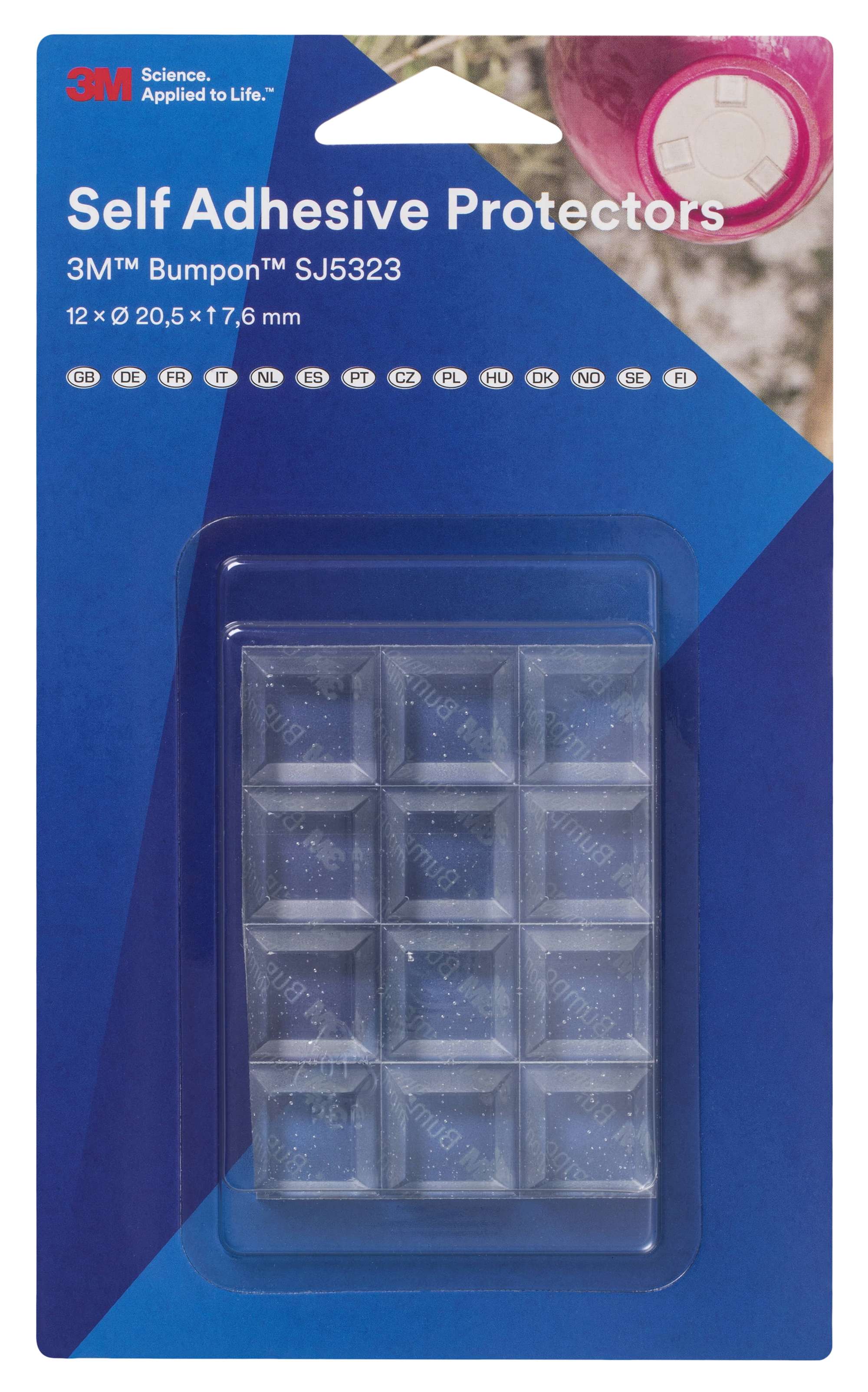 3M Bumpon SJ5323BL Elastikpuffer Mini-Pack, Transparent, 12 Stueck, 20,5 x 7,6 mm, Klebstoff Acrylat A-20