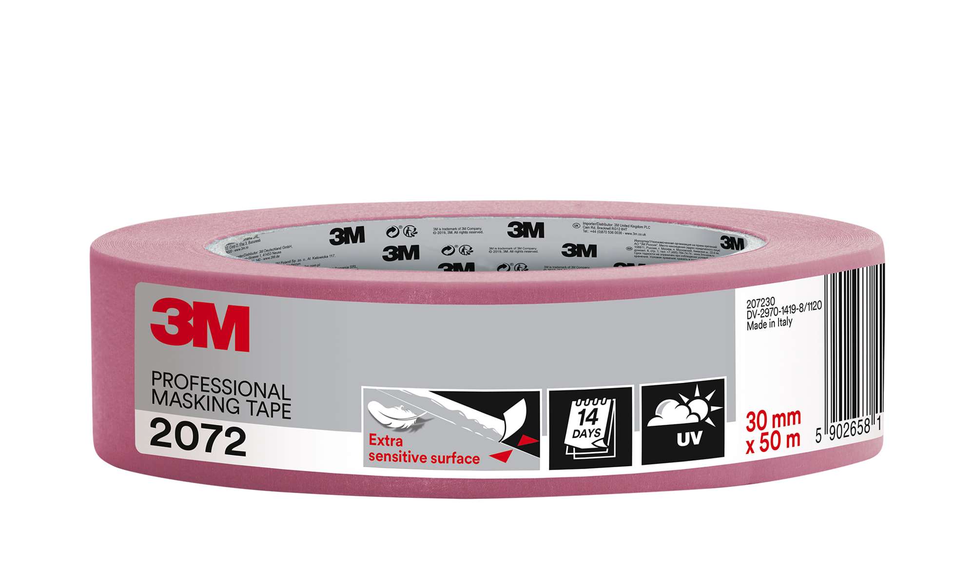 3M 2072 Malerabdeckband fuer empfindliche Oberflaechen, 50 m x 30 mm, pink