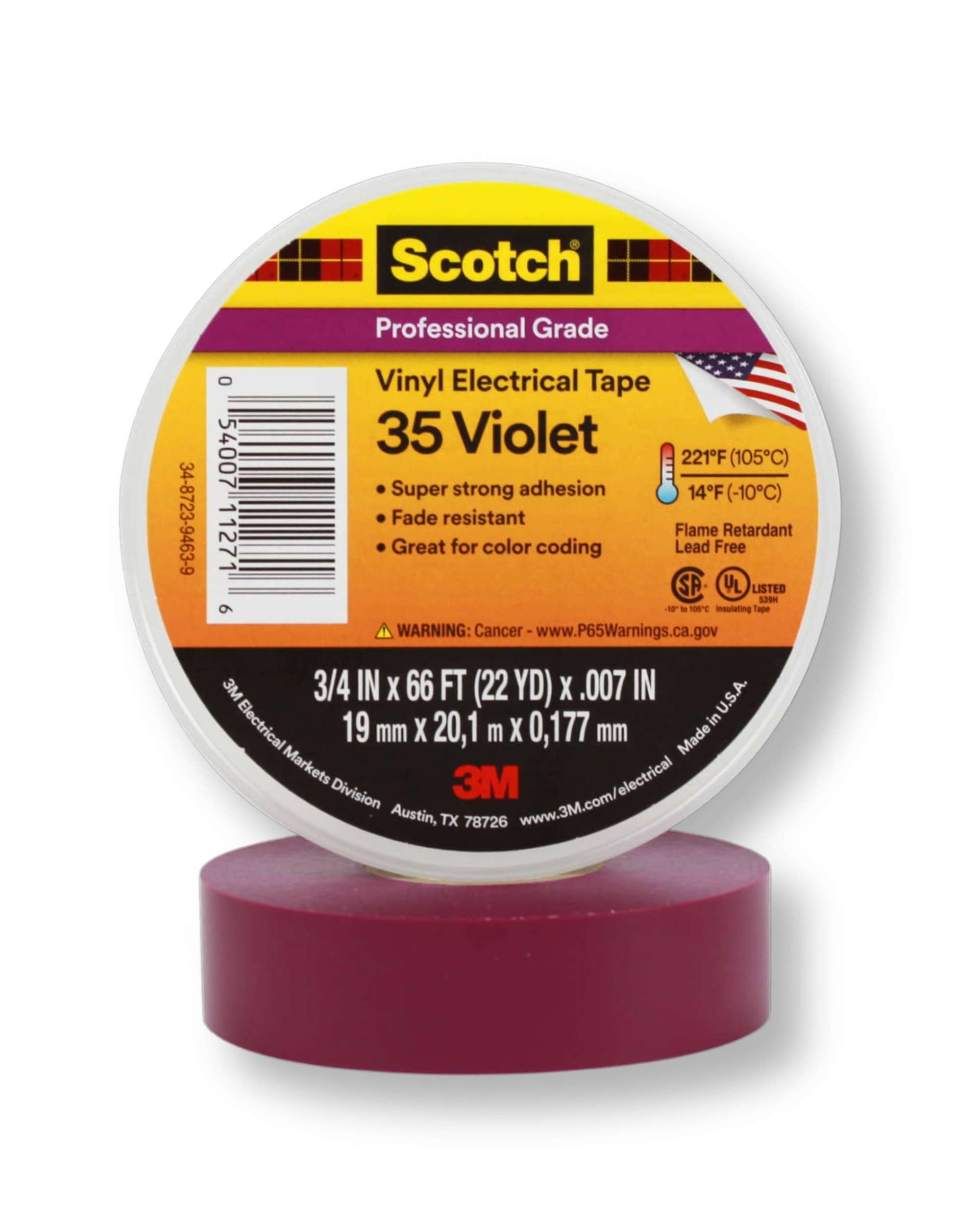 3M Scotch 35 Vinyl Elektro-Isolierband, 20 m x 19 mm, violett