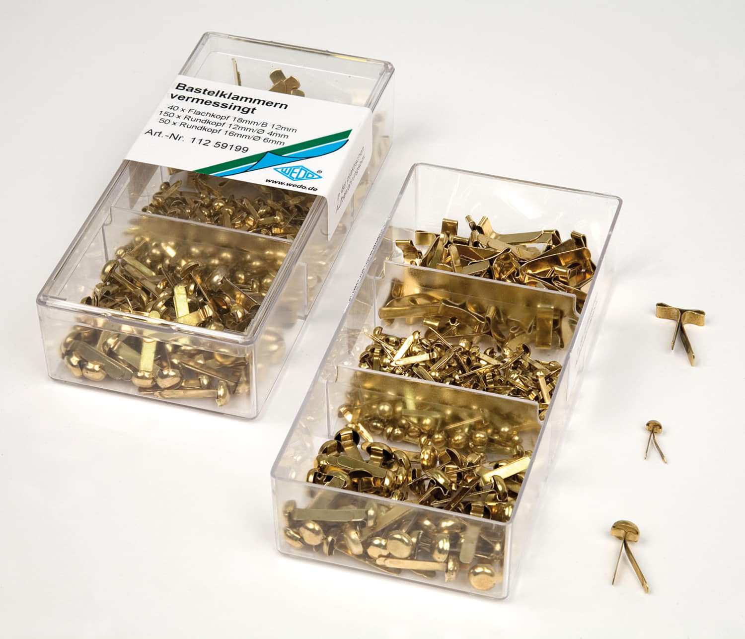 WEDO Bastelklammern-Sortiment, vermessingt 3 Größen