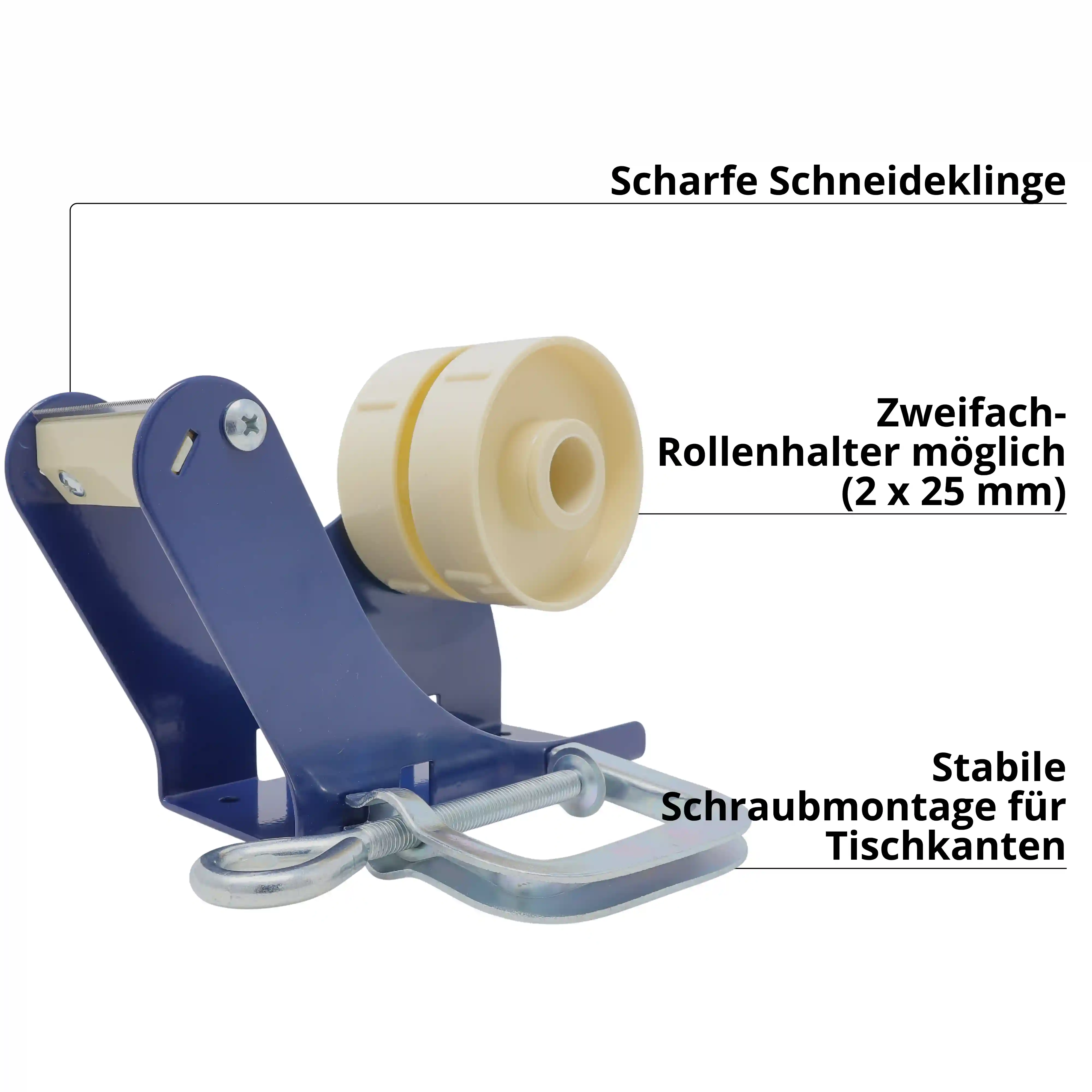 gws Handabroller Tischabroller mit Tischzwinge für 25 mm / 50 mm