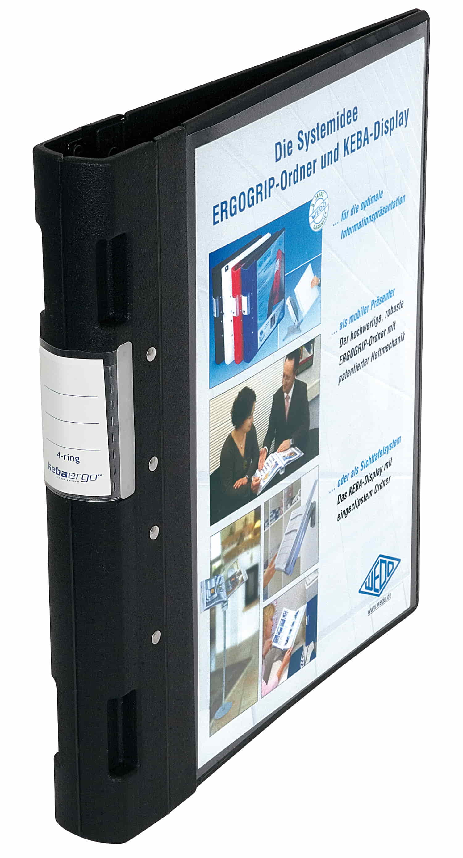 WEDO Ordner A4 4 Ringe 38mm sw, Ergogrip Kunststoff