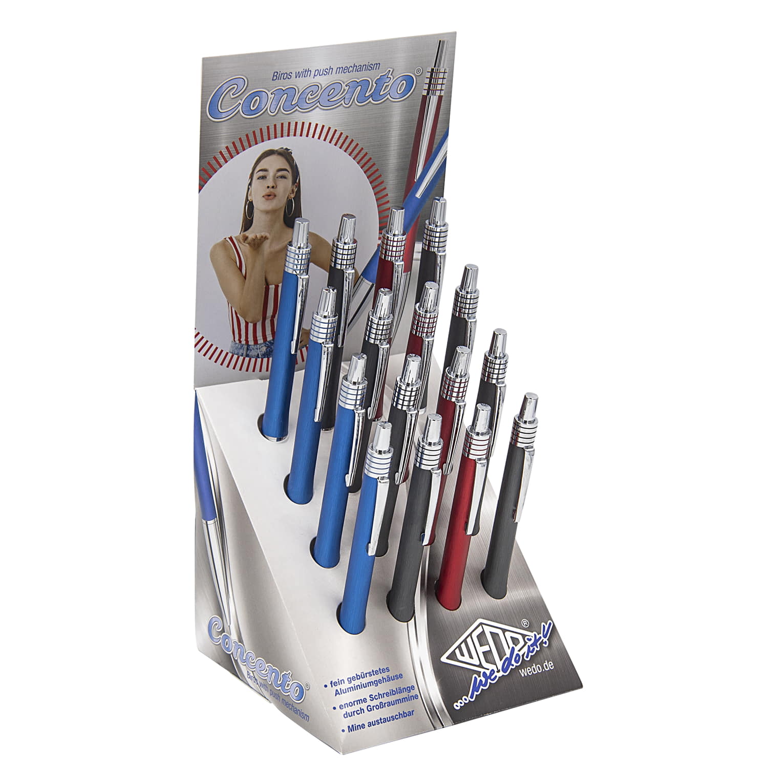 WEDO Kugelschreiber Concento f.sort, Druckmechanik Großraummine