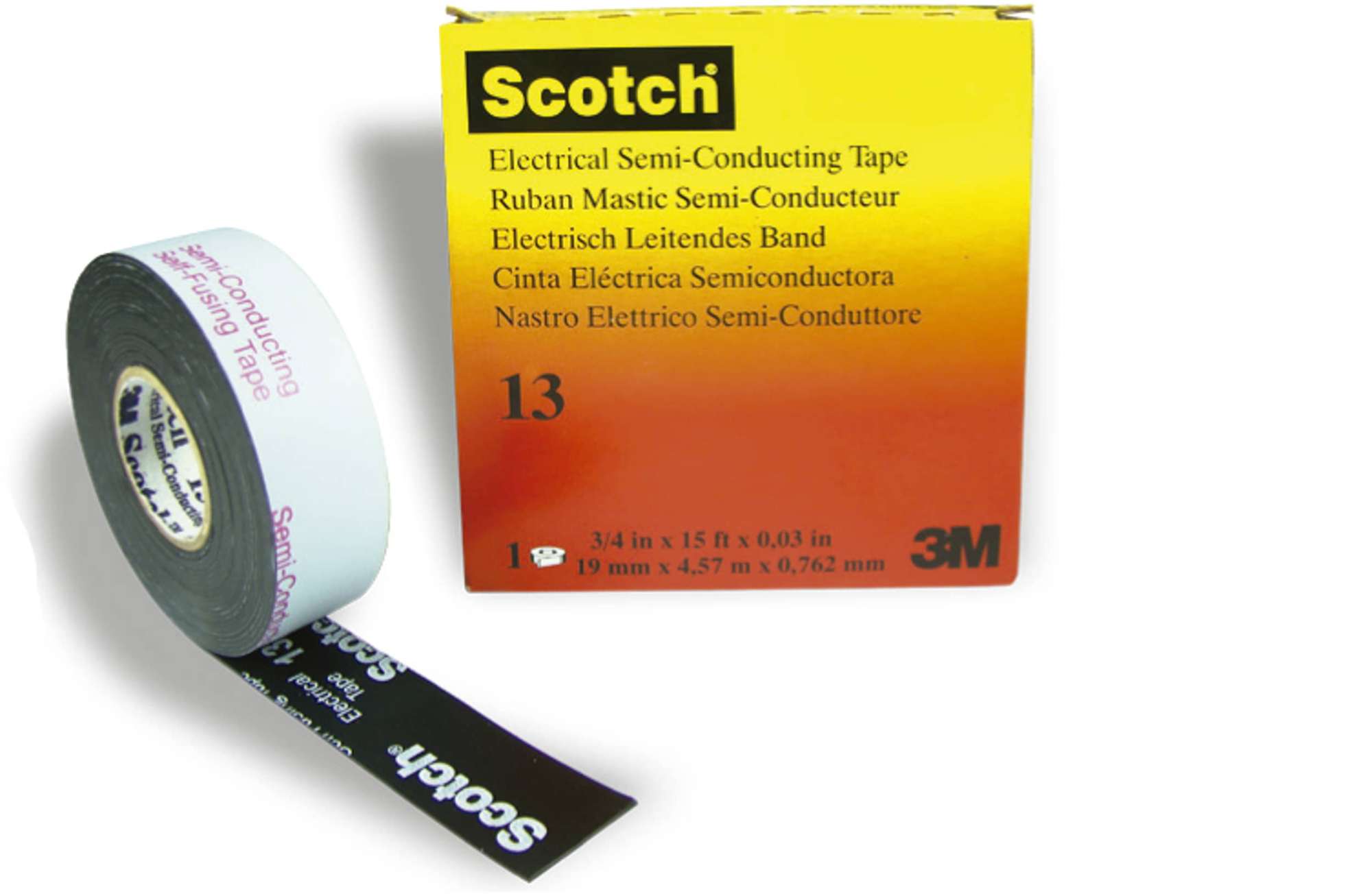 Scotch 13 Ethylen-Propylen-Kautschuk-Band, selbstverschweißend, leitend, 4.5 m x 19 mm, schwarz