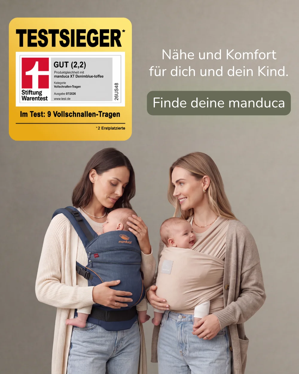 manduca Banner zwei mütter mit Babys in Babytragen