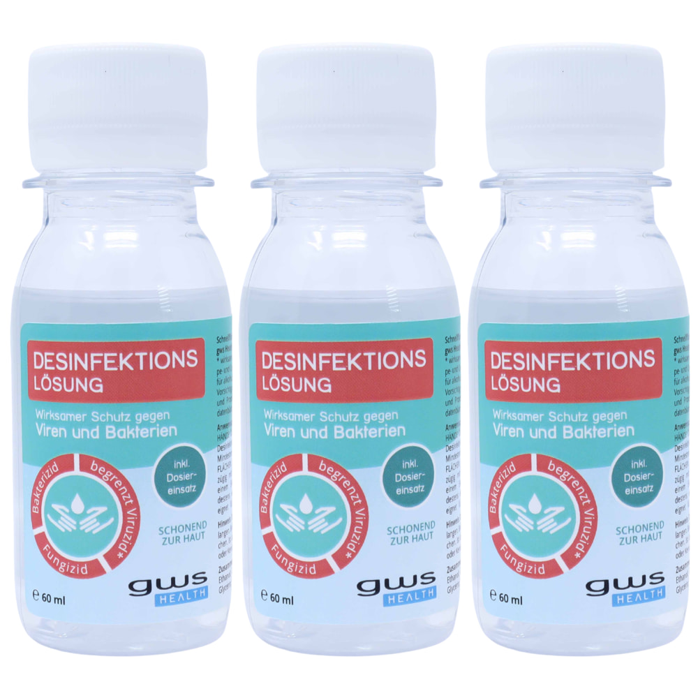 3 Flaschen gws Health Desinfektionslösung 60ml