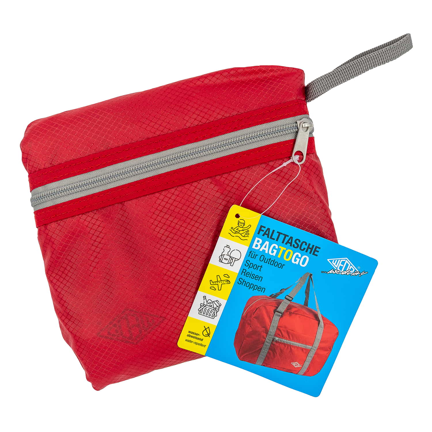WEDO Gepäcktasche faltbar rot, wasserabweisend, Nylon