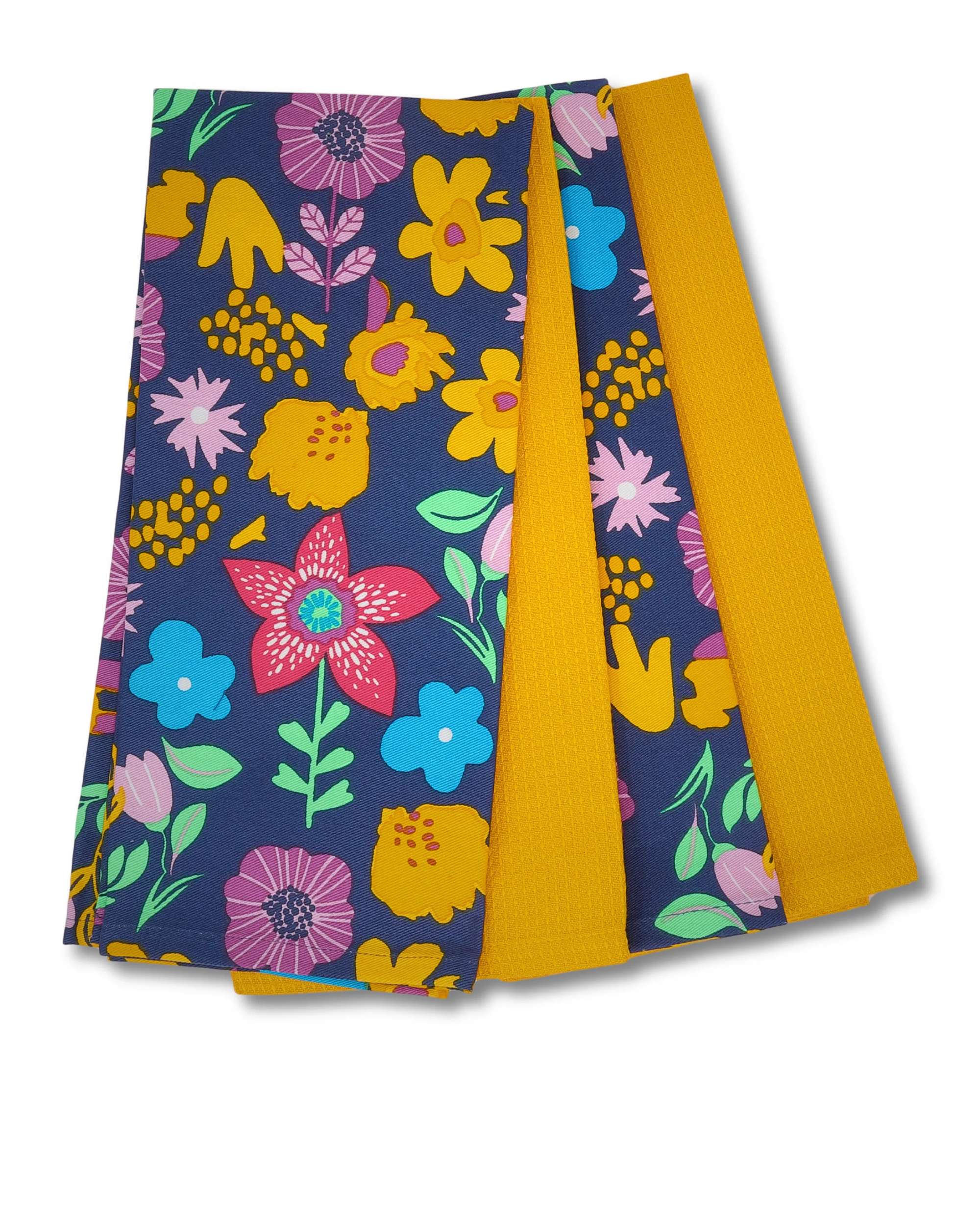 gws Geschirrtuecher 4er Set Blume-Safran 45 x 70 cm 100 Prozent Baumwolle OEKO TEX Standard 100 saugfaehig langlebig