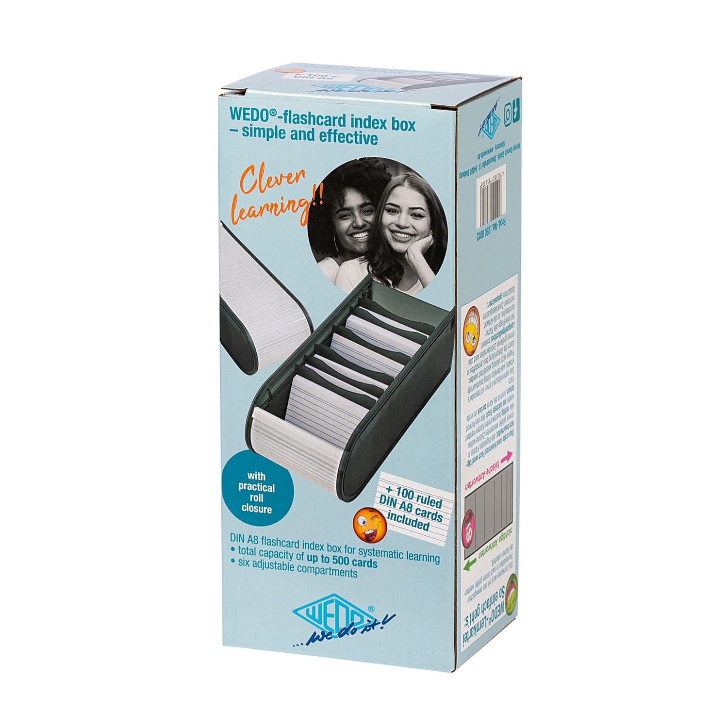 WEDO Karteibox A8 500 gefüllt grau, Lernkartei