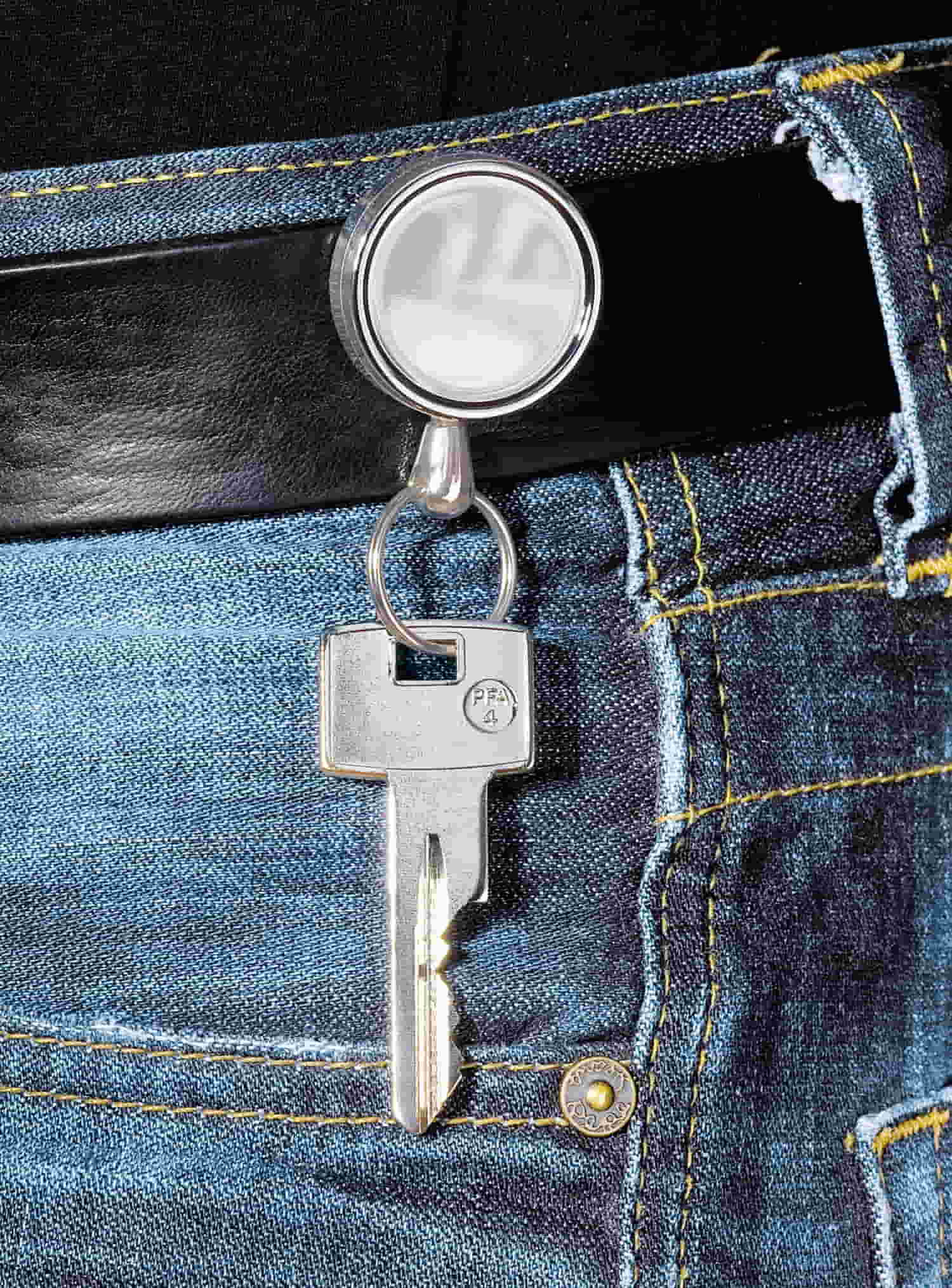 WEDO Gürtelclip 28mm cr, mit ausziehbarer Schnur