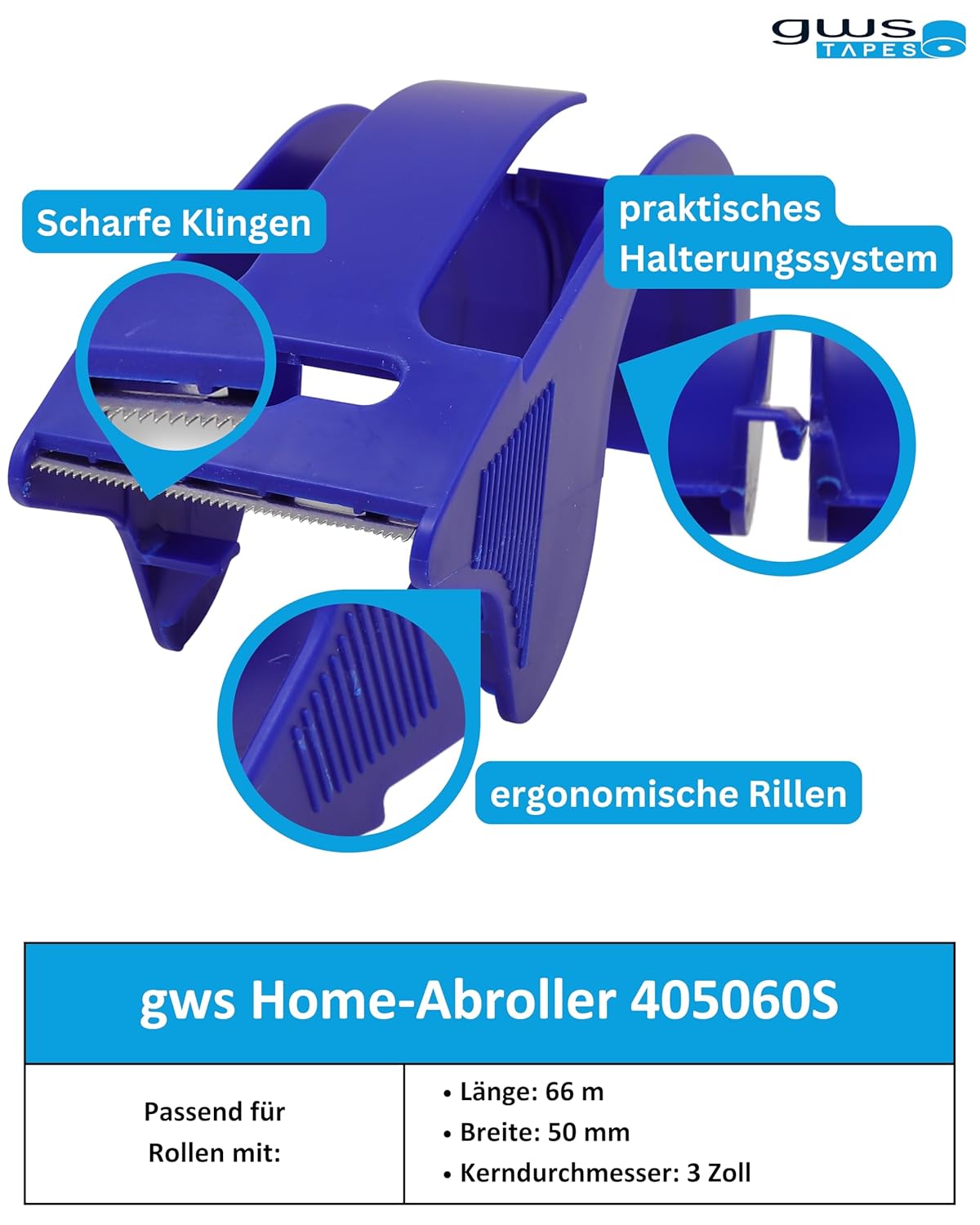 405060S-000 gws Büro-Home-Abroller, Handabroller für Packband