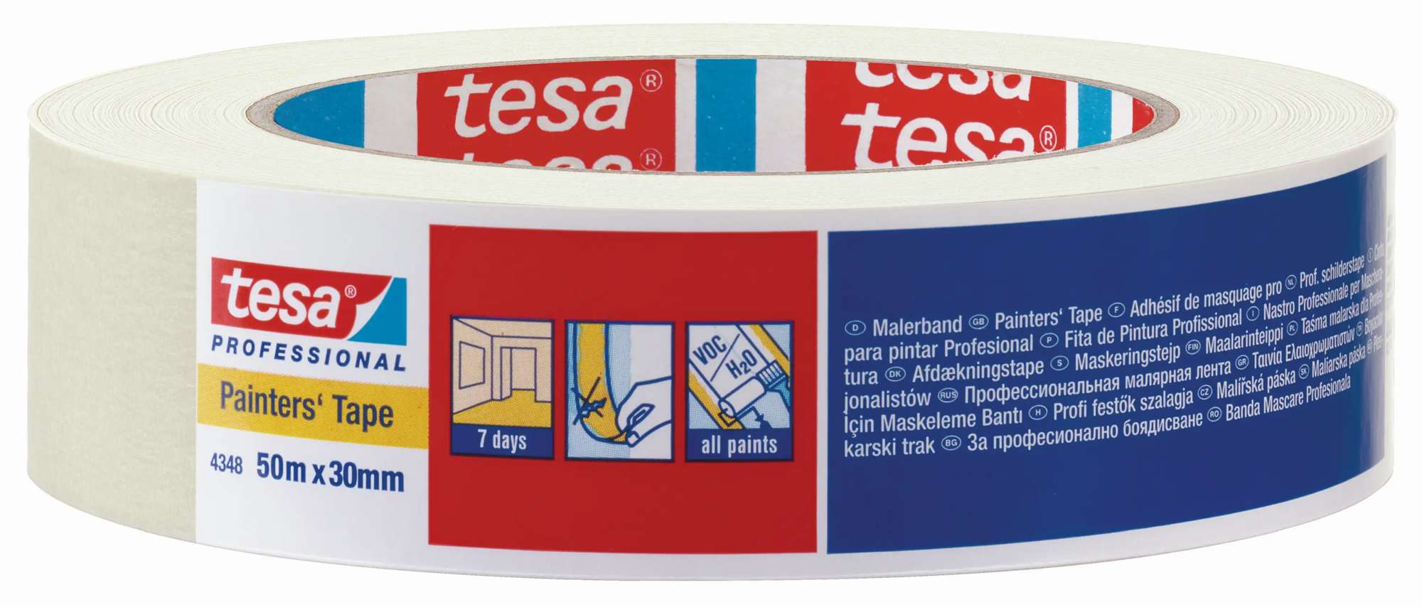 4348-002 tesakrepp Malerband 4348 Standard, 50 m x 30 mm, naturweiss