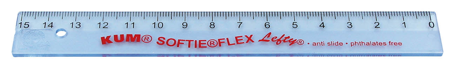 WEDO Lineal 15 cm f. Linkshänder, KUM Lefty L1 Softie Flex