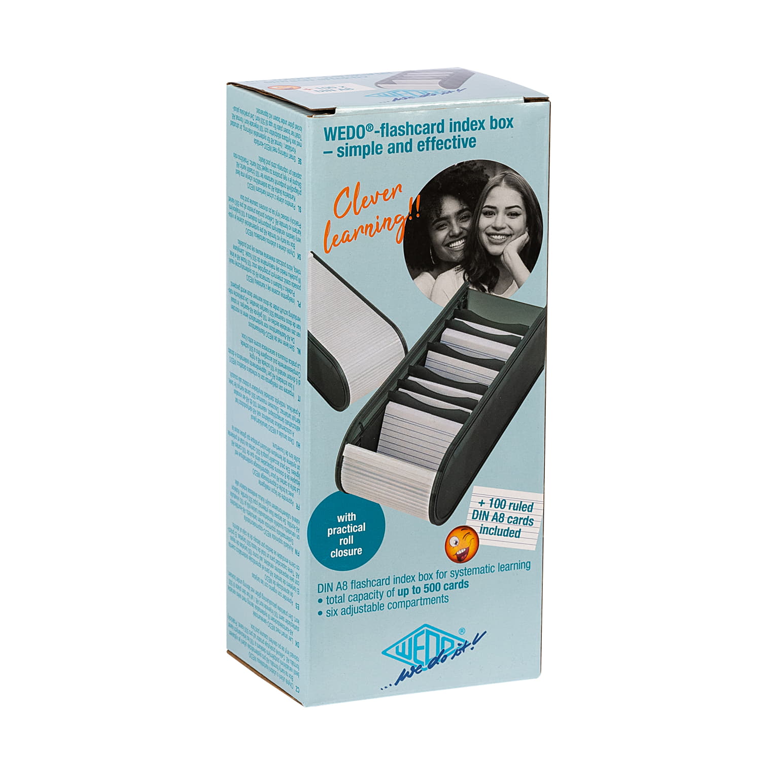 WEDO Karteibox A8 500 gefüllt grau, Lernkartei