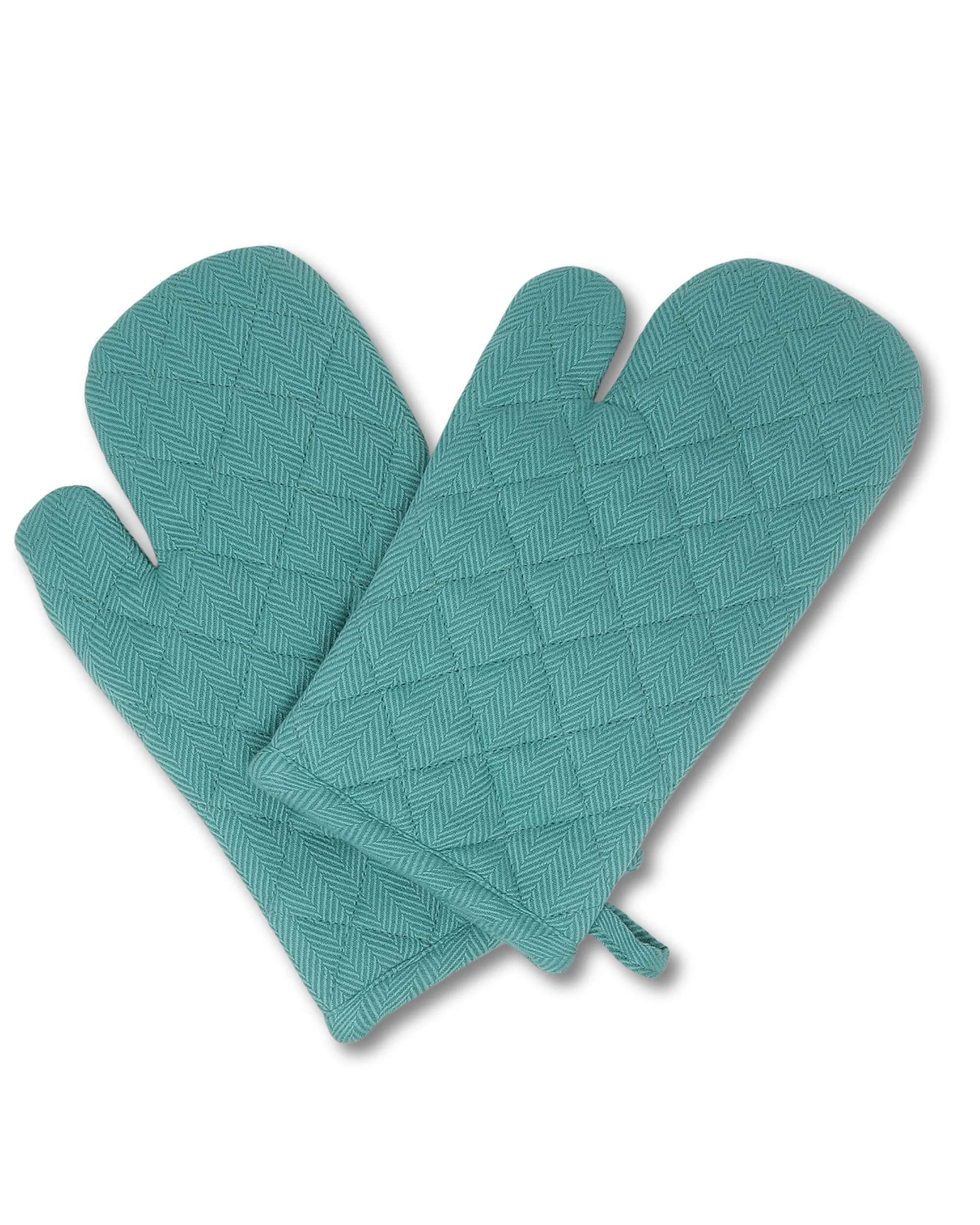 gws Hitzebestaendige Ofenhandschuhe 1 Paar Petrol 18 x 28 cm 100 Prozent Baumwolle OEKO TEX Standard 100 300 GSM Polywatte Futter rutschfest waschbar