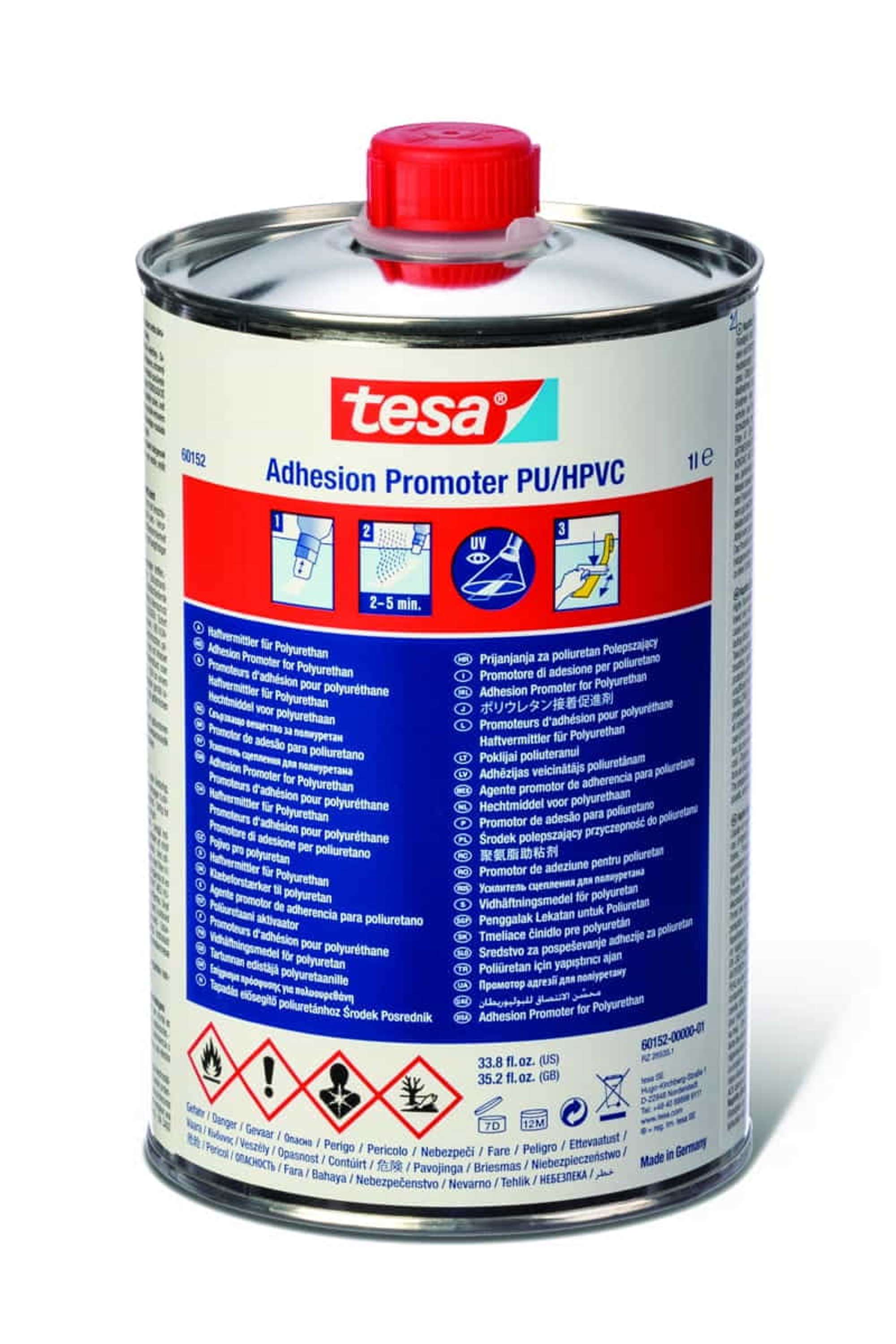 tesa 60152 Adhesion Promoter PU/HPVC, 1000 ml, Farblos