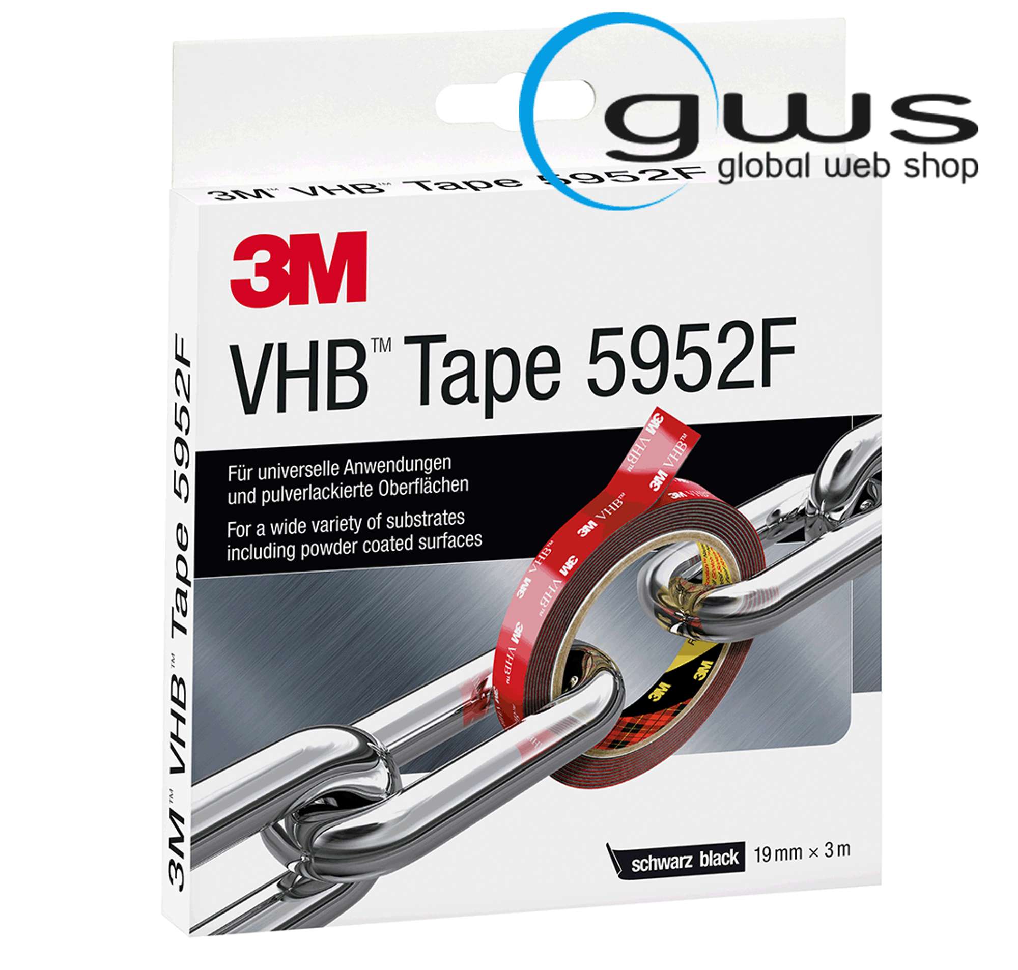 3M5952F-100-PARENT 3M VHB 5952F doppelseitiges Klebeband, schwarz, Dicke