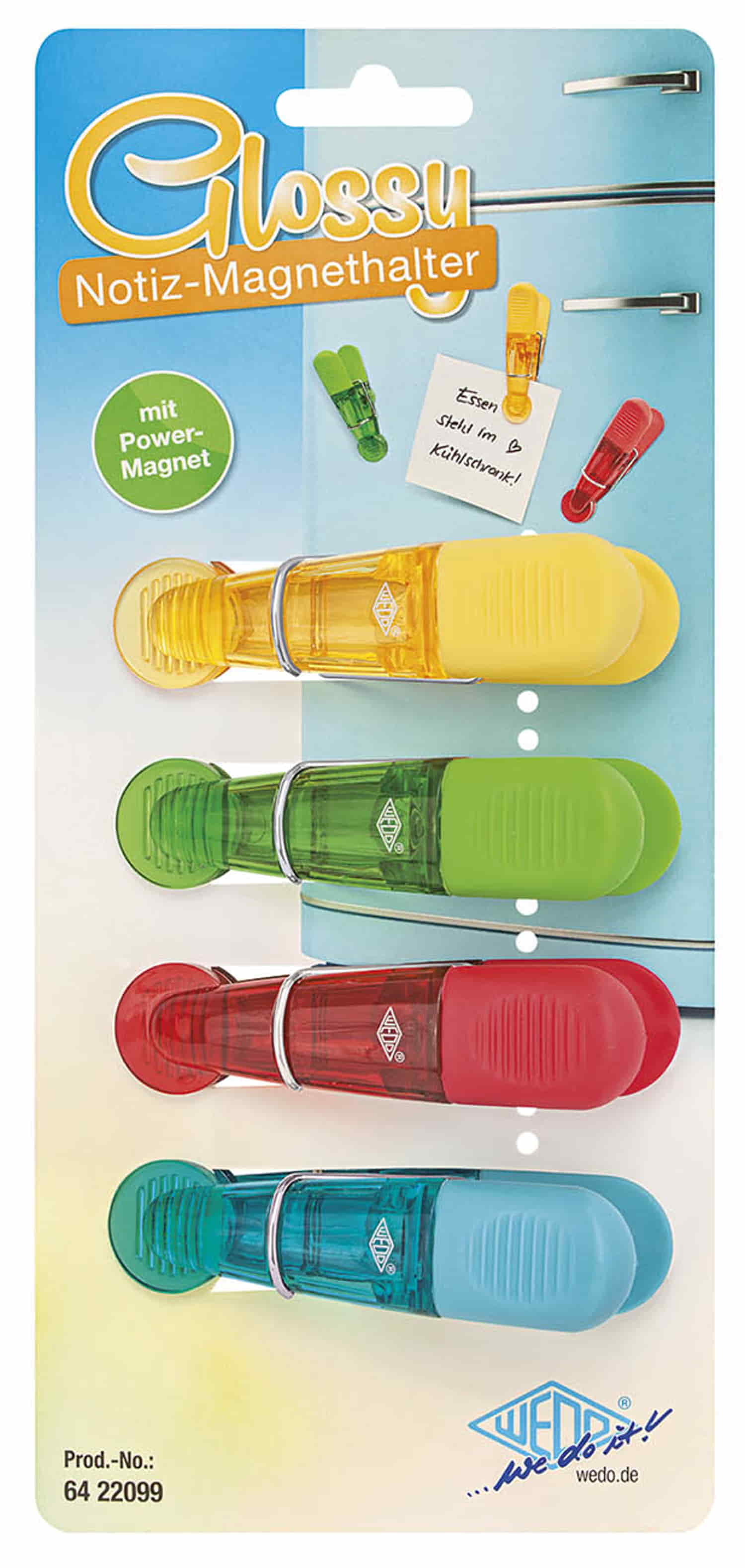 WEDO Magnetklemmer-Set Glossy, 4 Stück f.sortiert