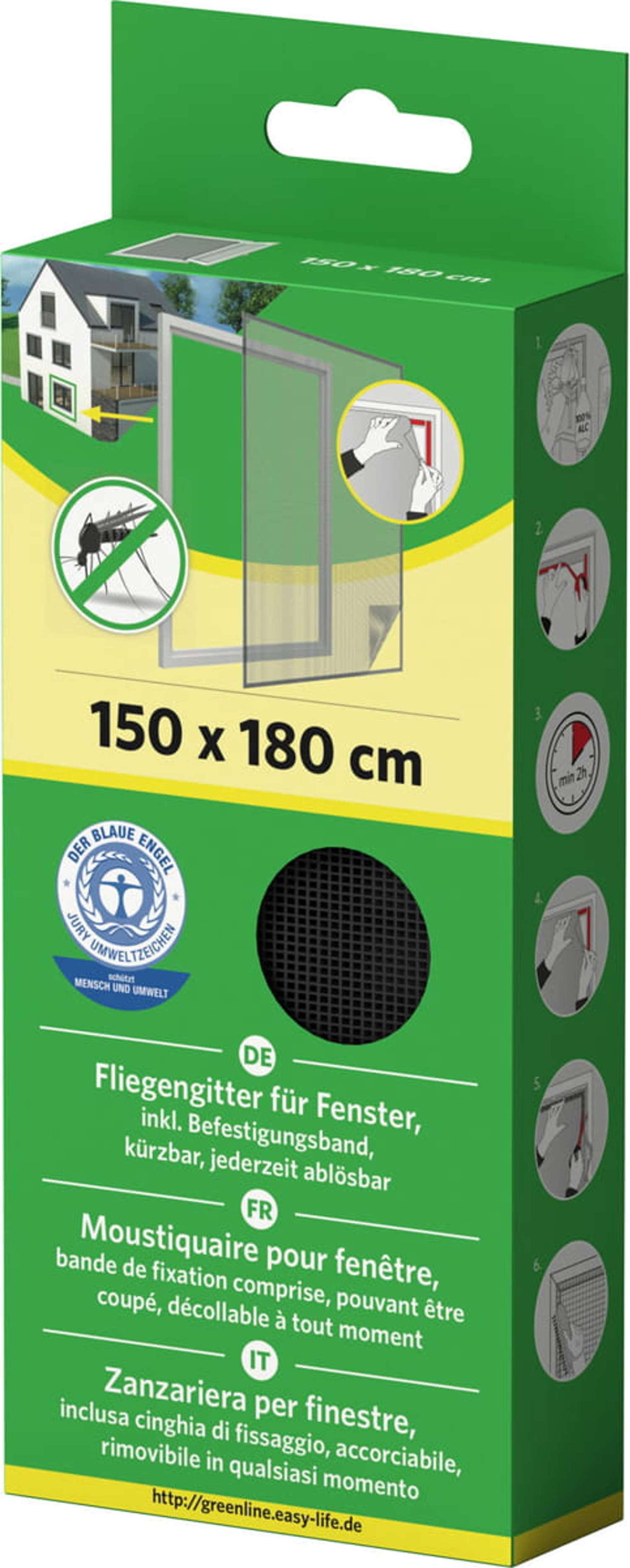 IS-A-Gitter-Fenster 150 x 180 cm anthrazit mit Klettband