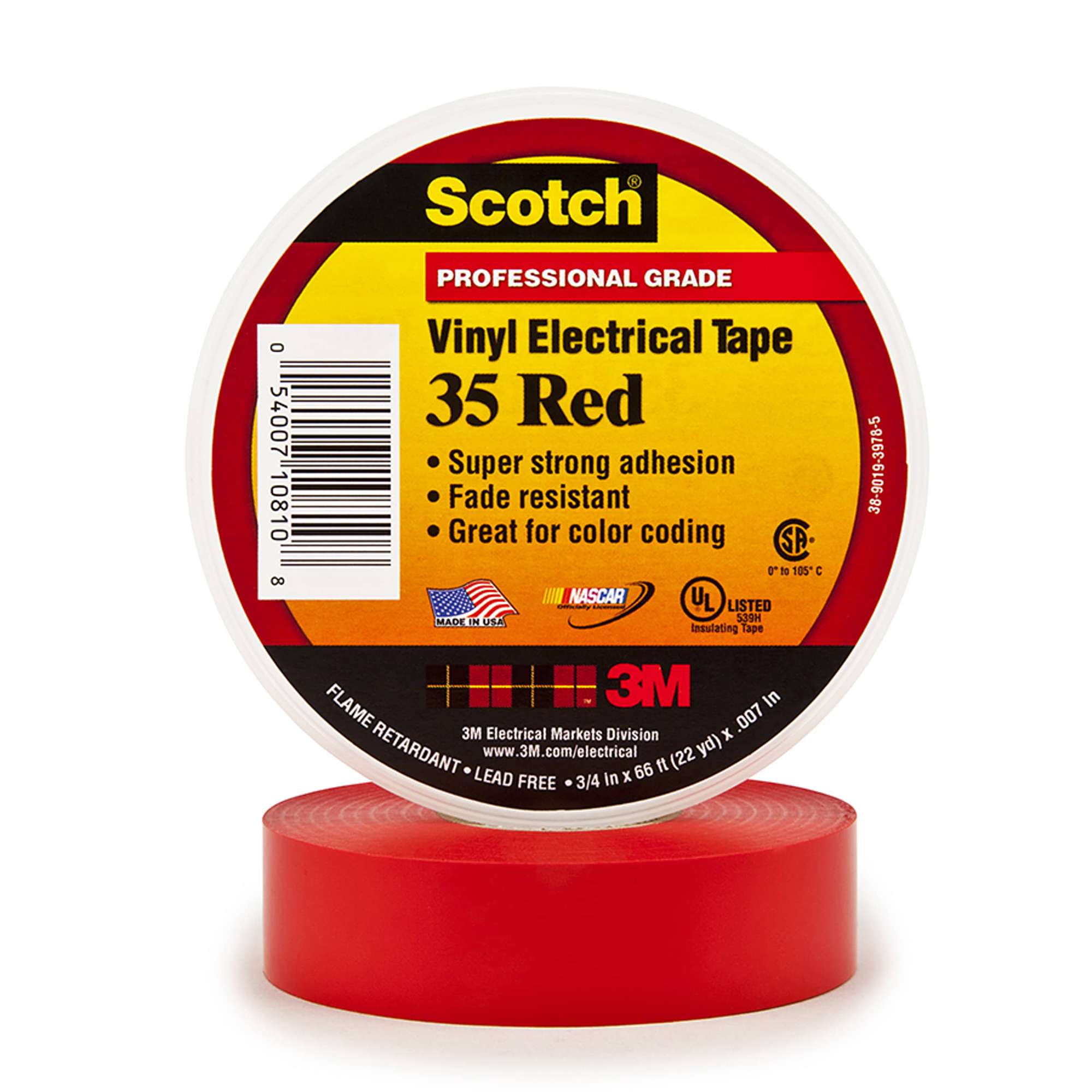 3M Scotch 35 Vinyl Elektro-Isolierband, 20 m x 19 mm, rot