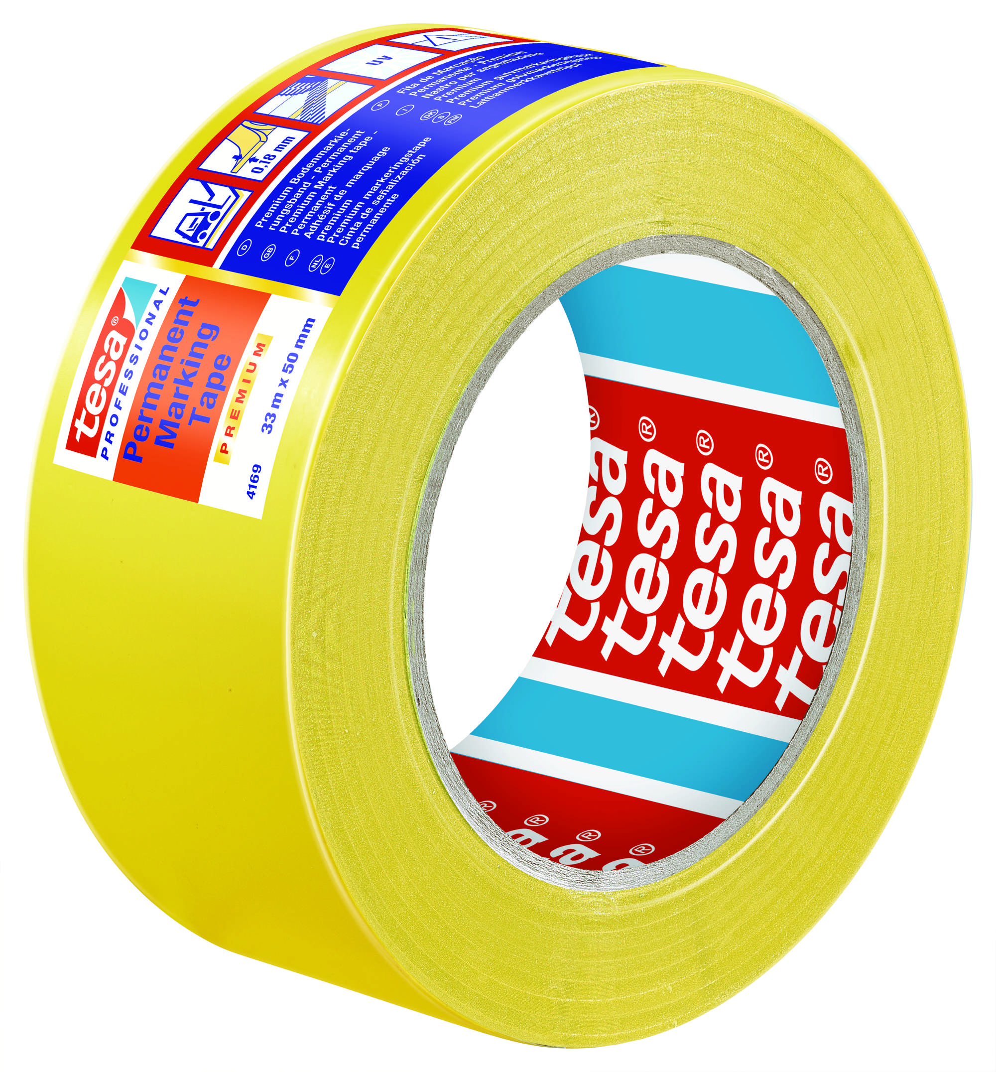 4169-004 tesa 4169 Bodenmarkierung, 33 m x 50 mm, gelb