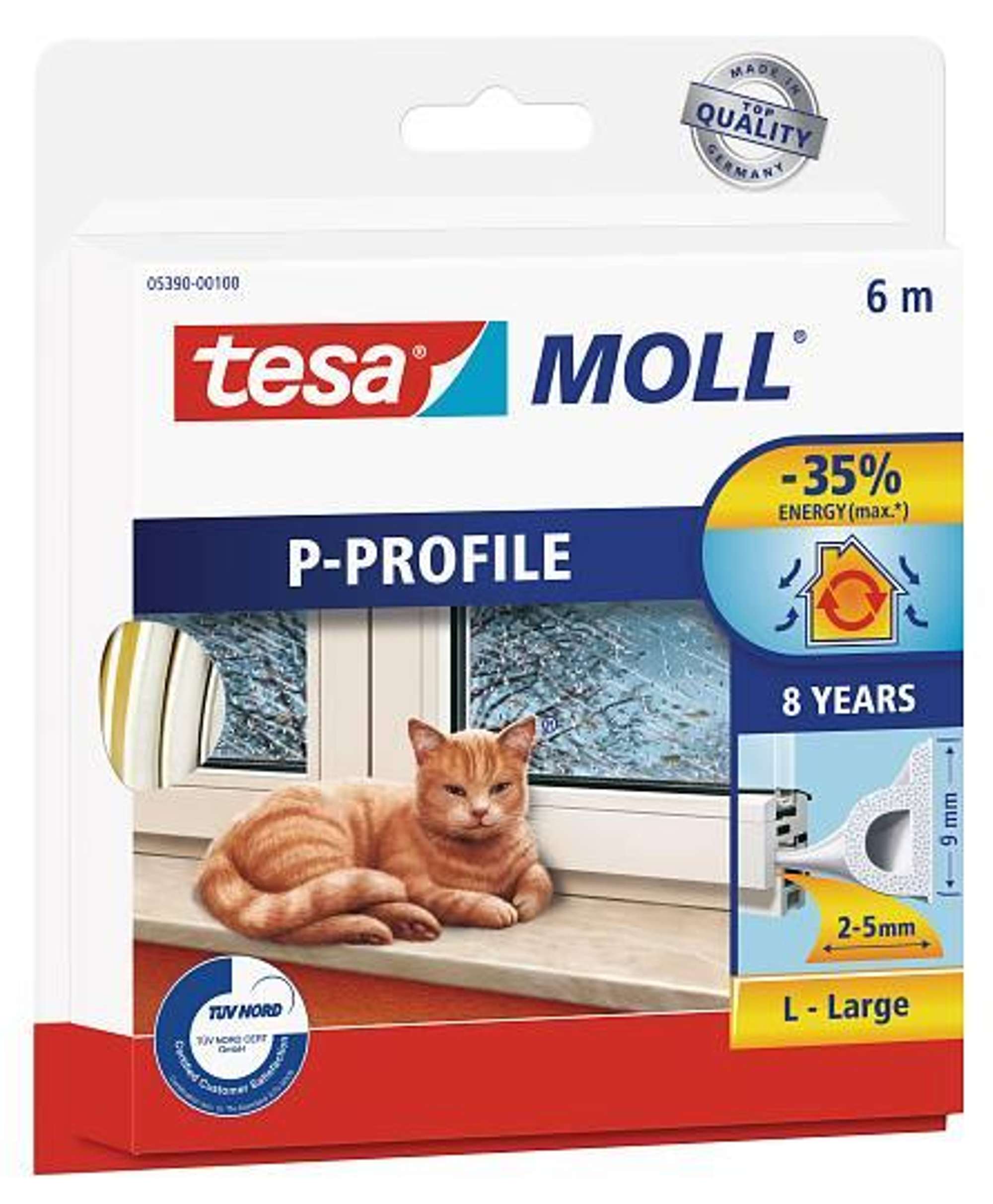 tesamoll P-Profil Gummidichtung 5390 6m : 9mm : 5,5mm, 6 m x 9 mm x 5,5 mm, Weiß